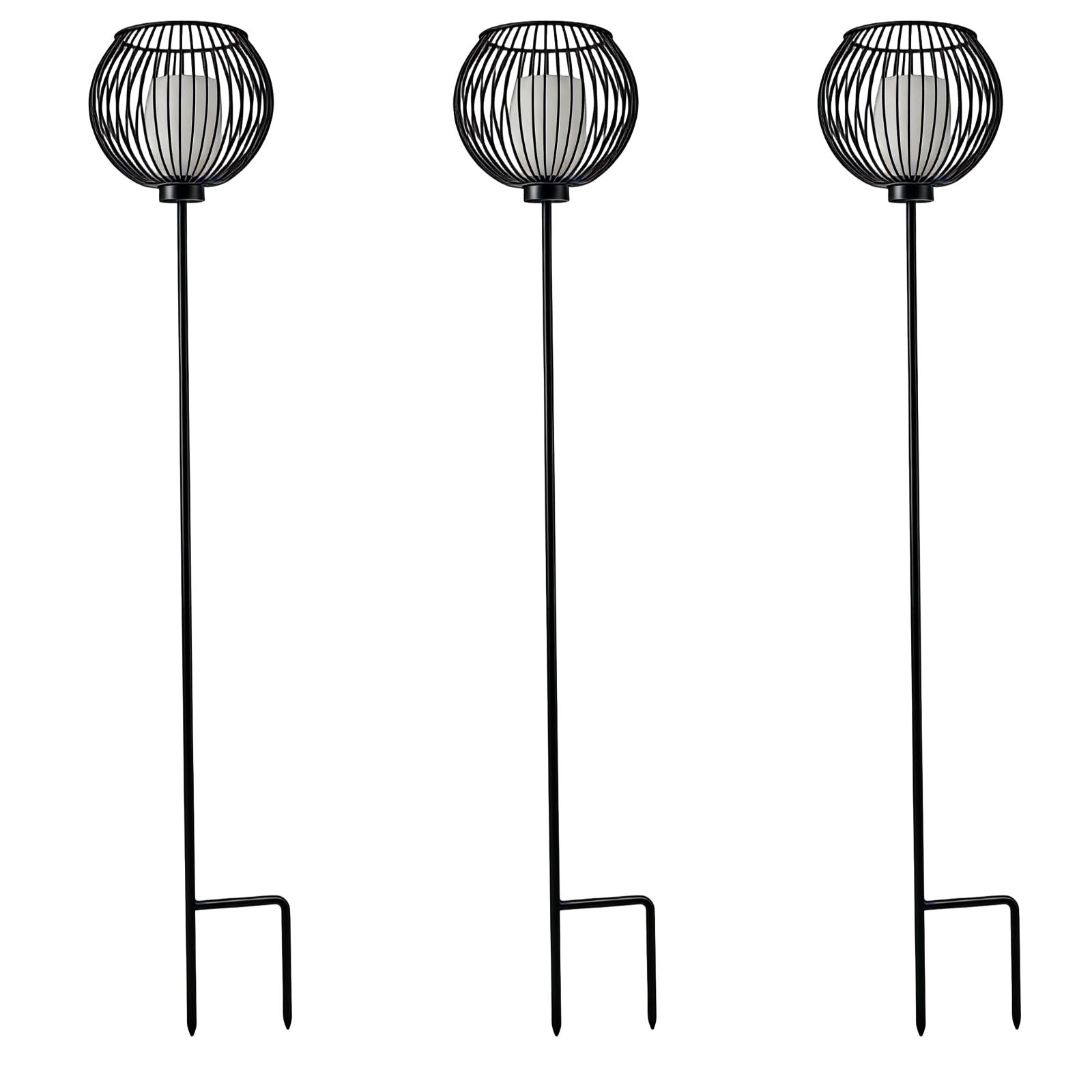K By Kelly Hoppen Set of 3 Outdoor Battery Stake Lights with Candle & Timer