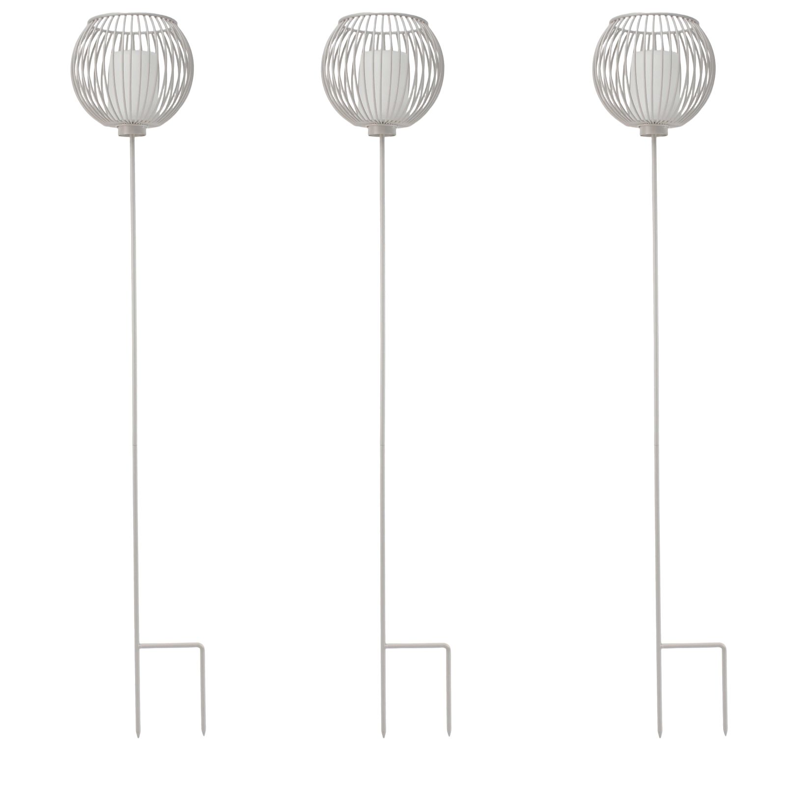 K By Kelly Hoppen Set of 3 Outdoor Battery Stake Lights with Candle & Timer