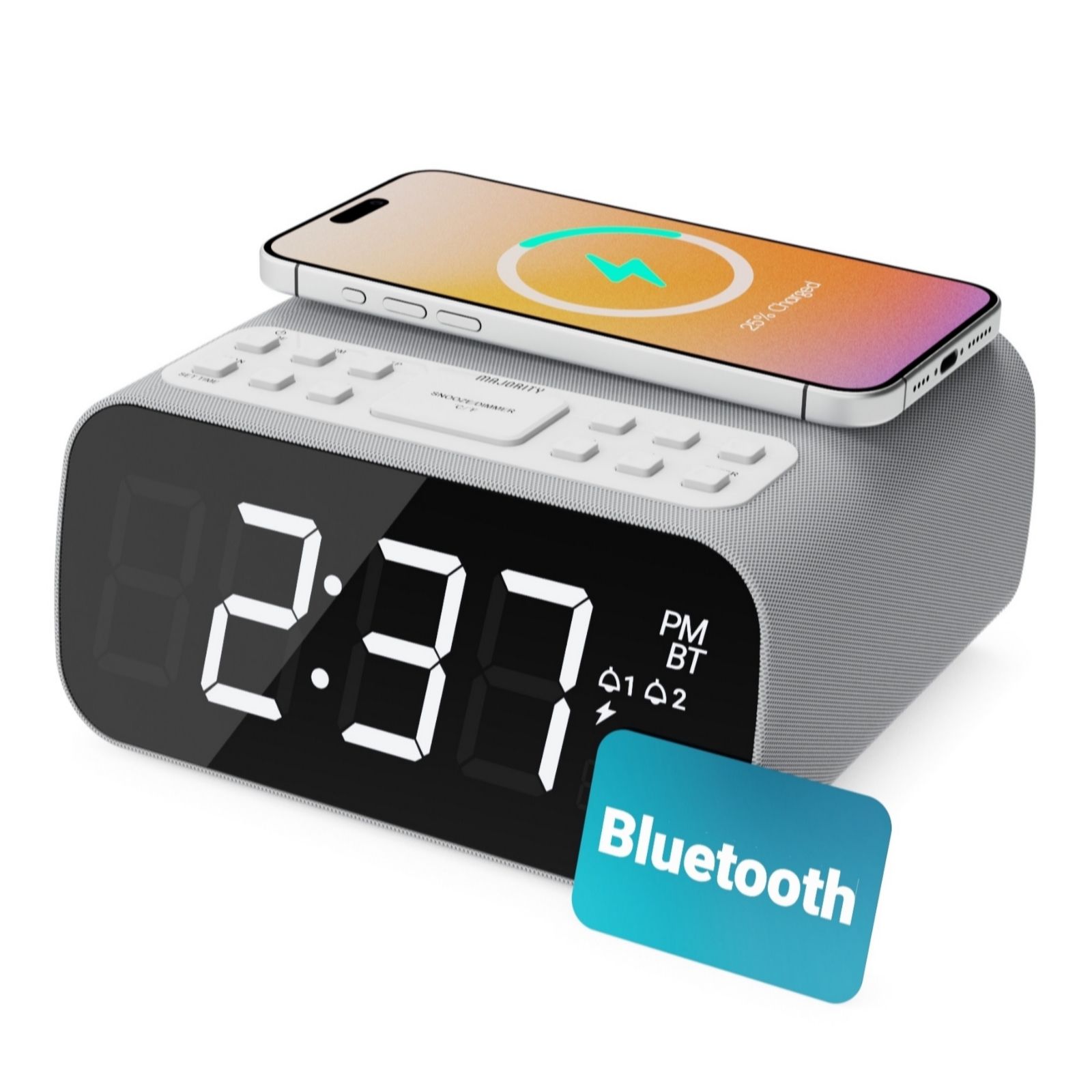 Majority Darwin FM Radio Alarm Clock & Wireless Phone Charger