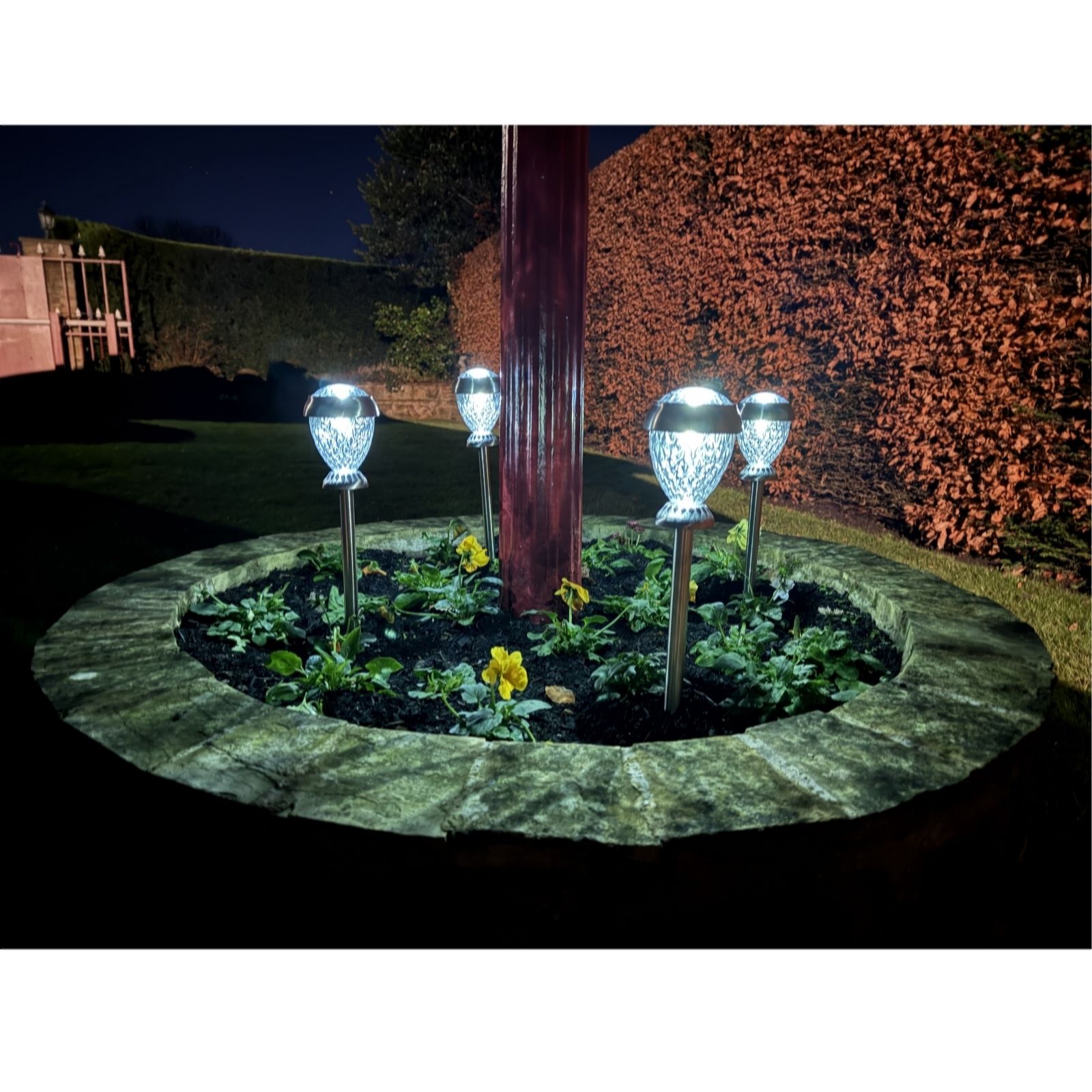 Outlet Flourish Dual Mode Stainless Steel Solar Stake Light (Set of 4)