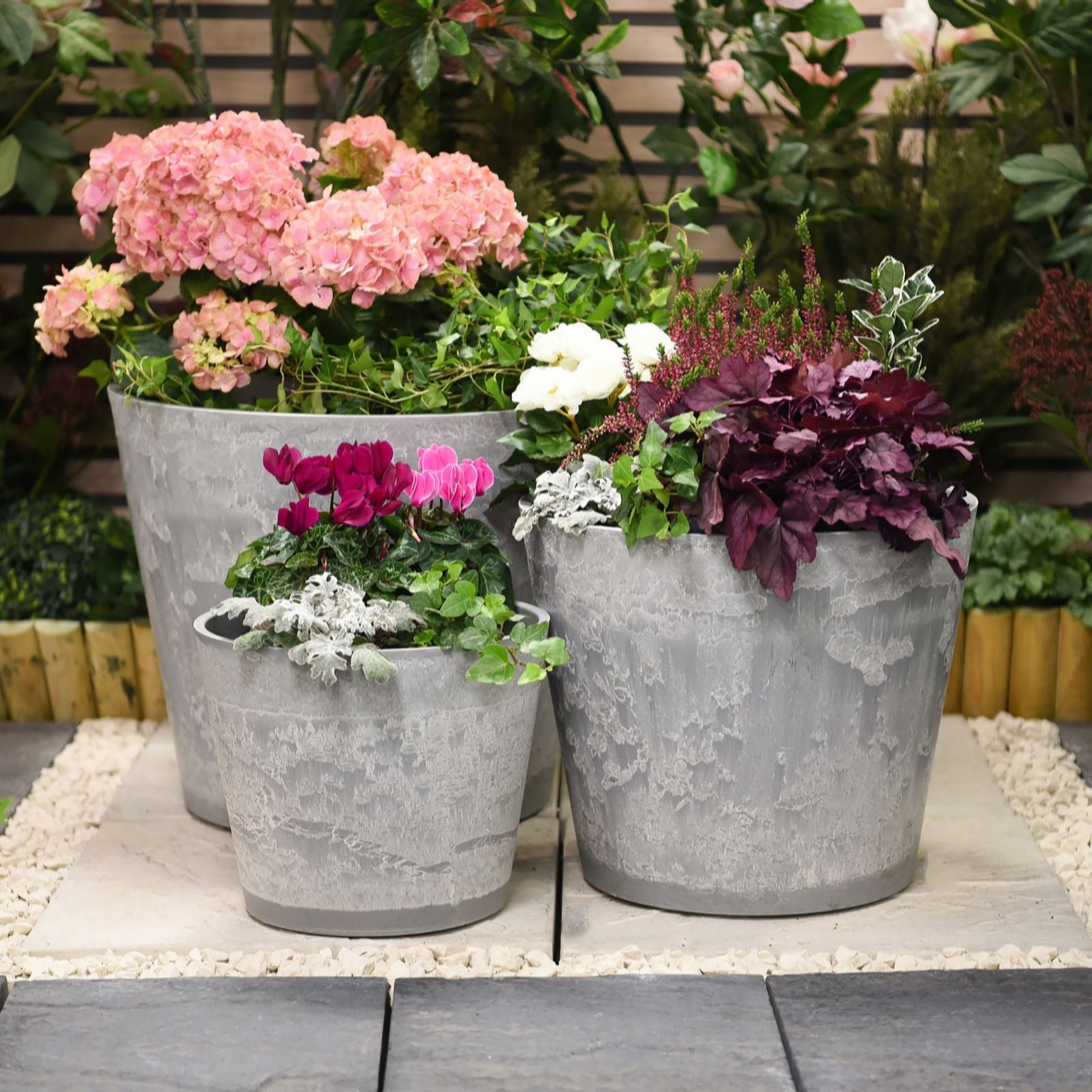 Thompson & Morgan Set of 3 Caesar Marble Effect Planter