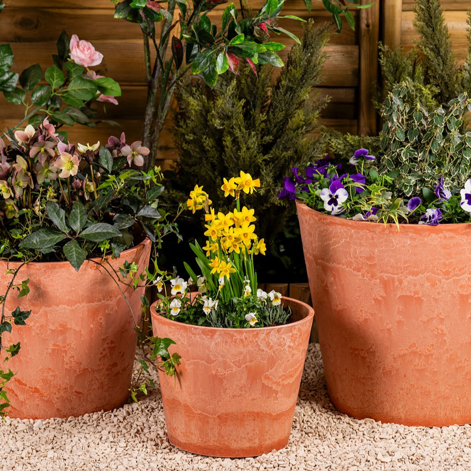 Thompson & Morgan Set of 3 Caesar Marble Effect Planter