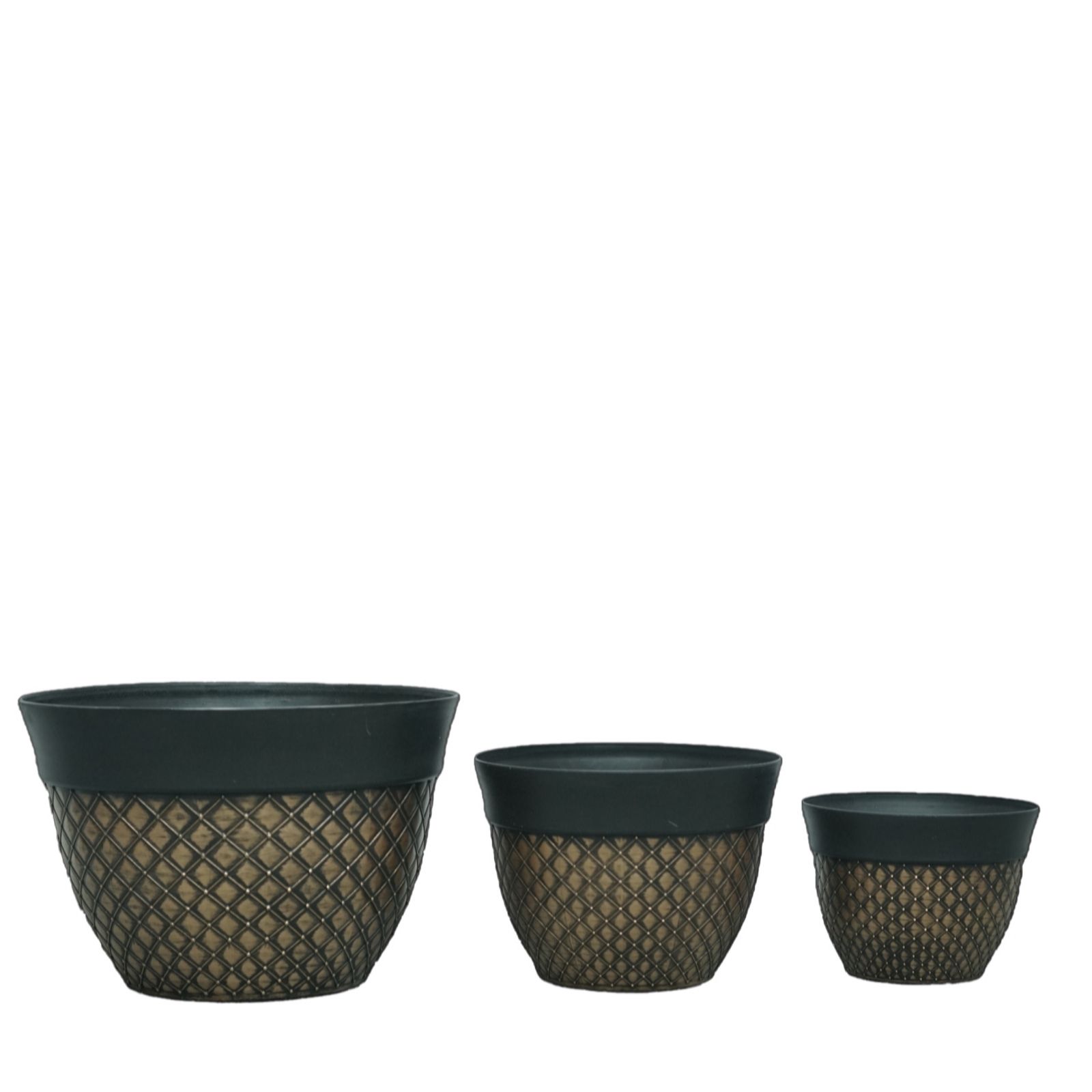 Outlet Garden Reflections Set of 3 Nesting Diamond Cut Planters