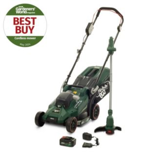 Webb Eco 20v33cm Lawnmower & Line Trimmer 4Ah Batt & Charger