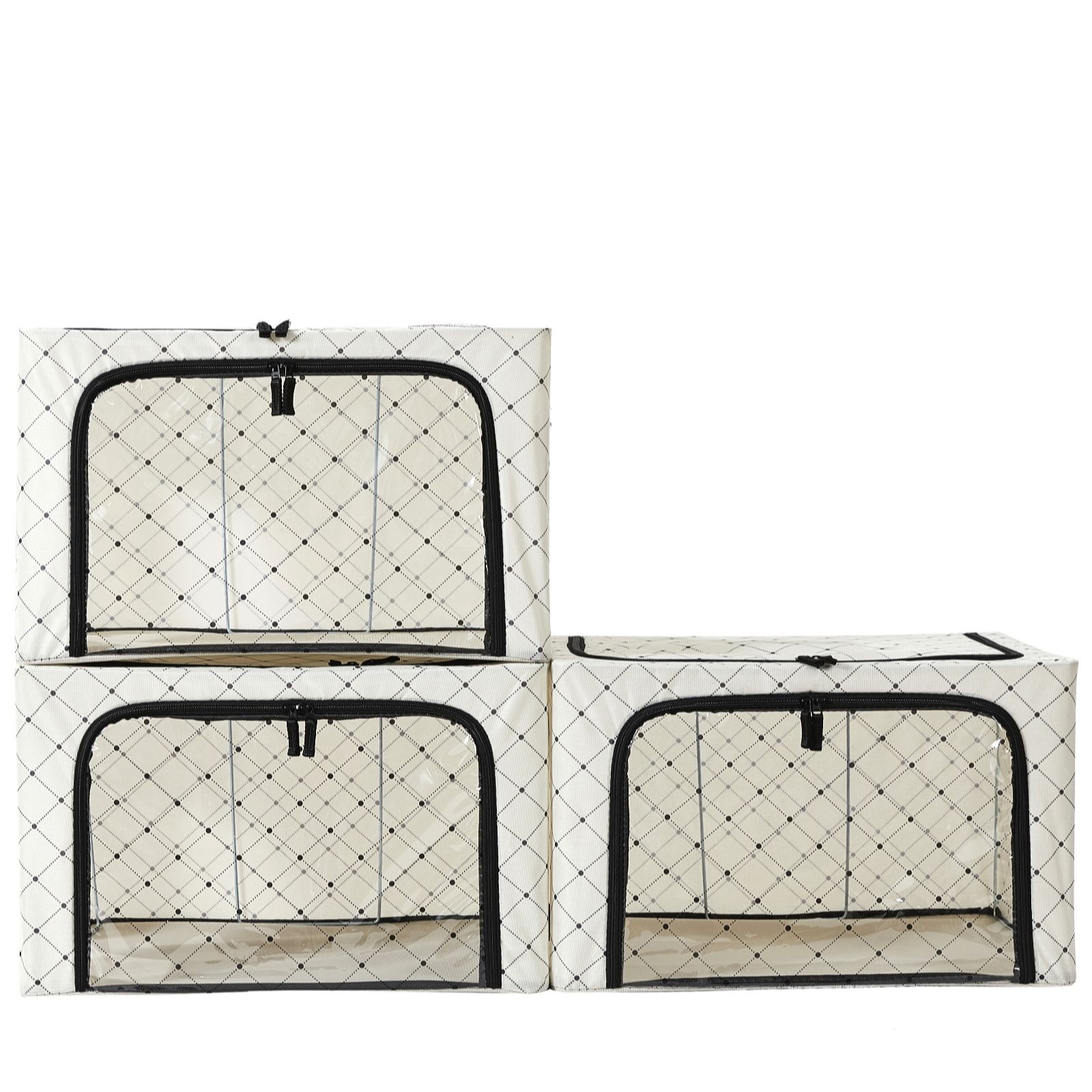 Periea Set of 3 Classic Storage Boxes with Printed Windows QVC UK
