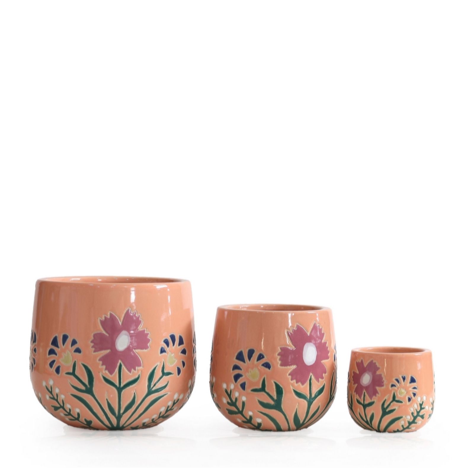 Outlet Garden Stories Set of 3 Ceramic Floral Planters