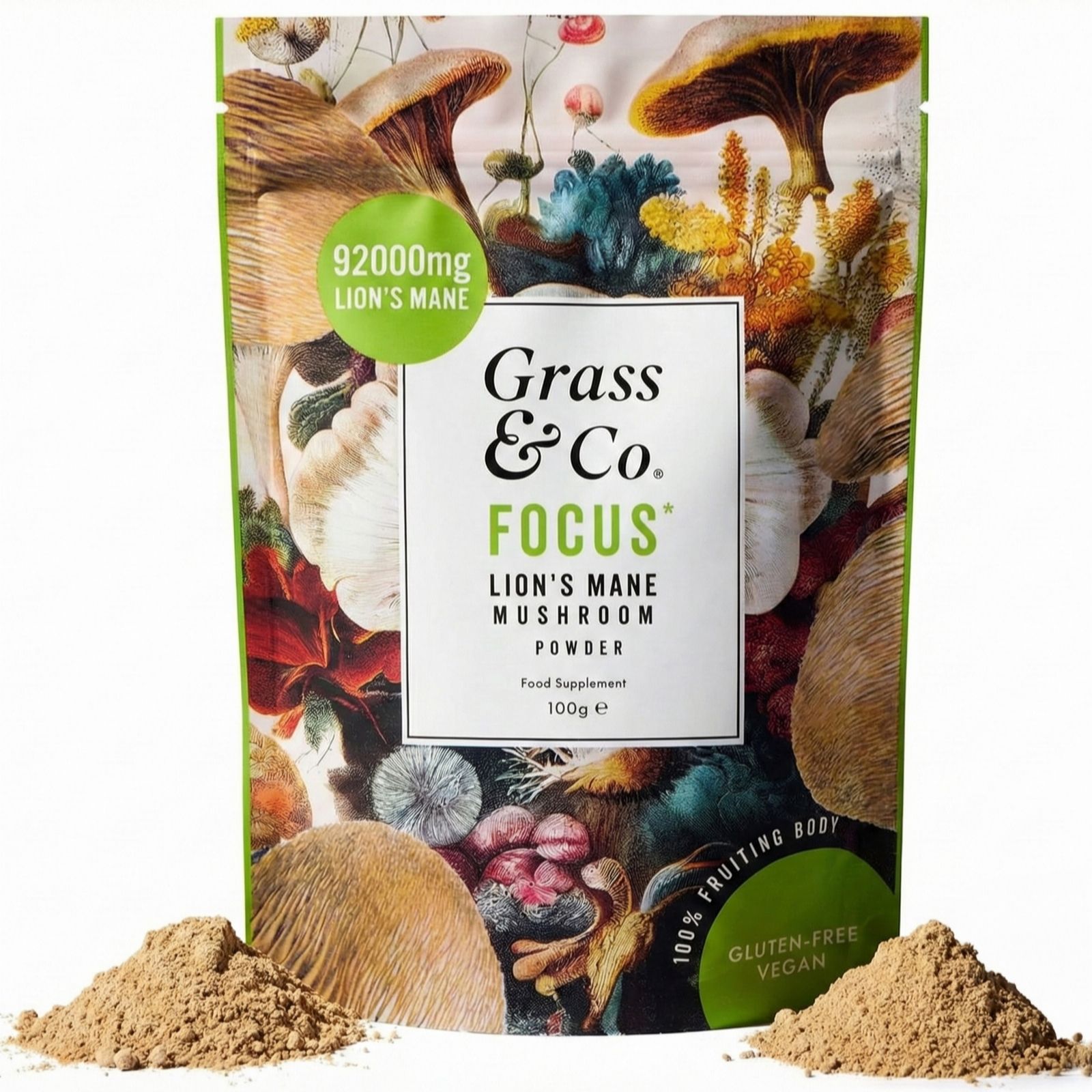 Grass & Co FOCUS Lion's Mane Mushroom Powder 100g