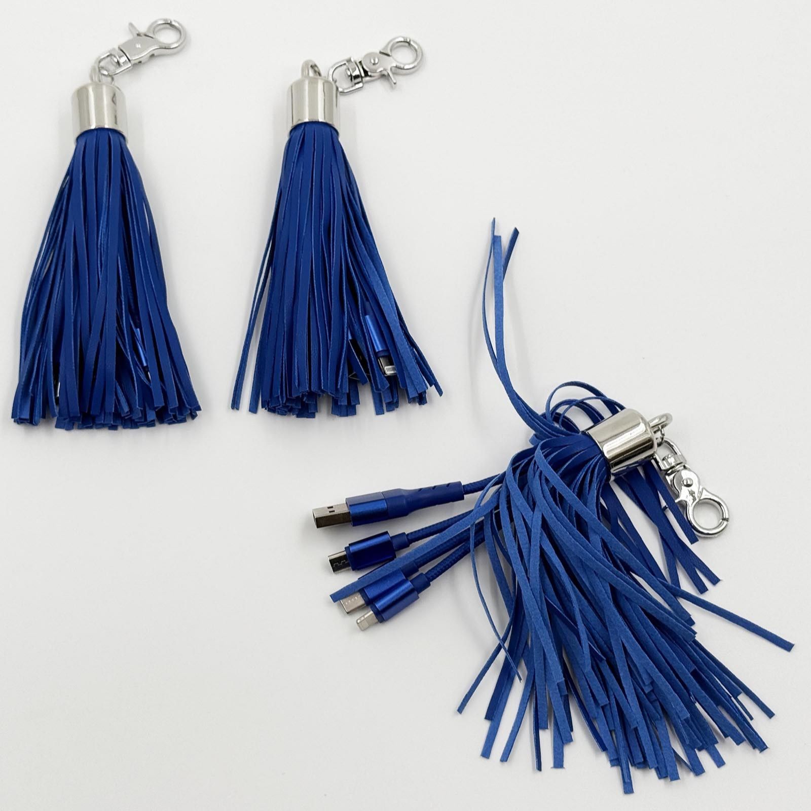 Groovz Set of 3 Universal 3 in 1 Charging Cable Tassel Bag Charm