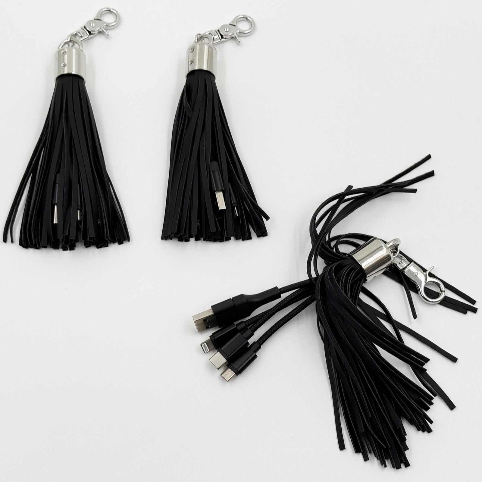 Groovz Set of 3 Universal 3 in 1 Charging Cable Tassel Bag Charm