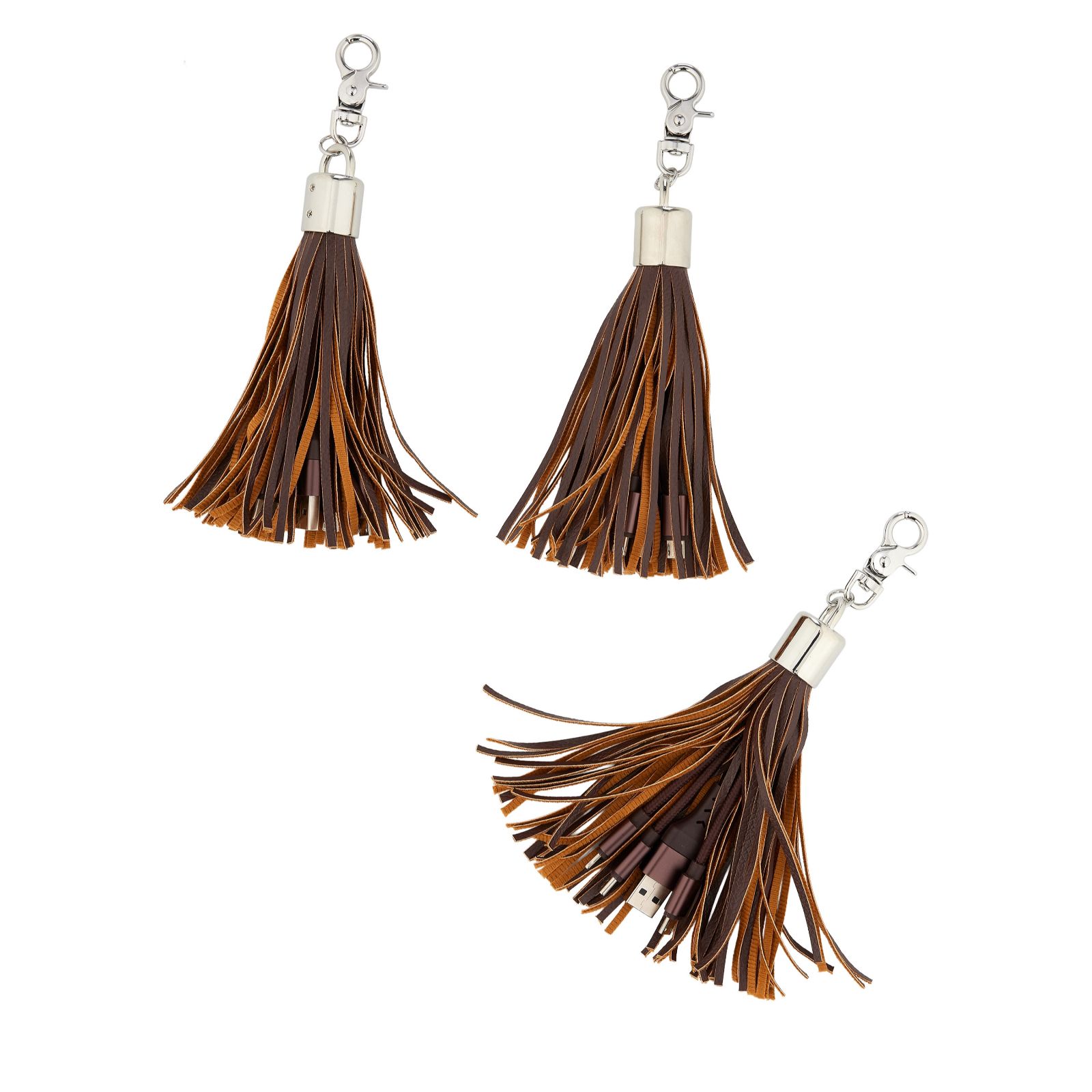 Groovz Set of 3 Universal 3 in 1 Charging Cable Tassel Bag Charm
