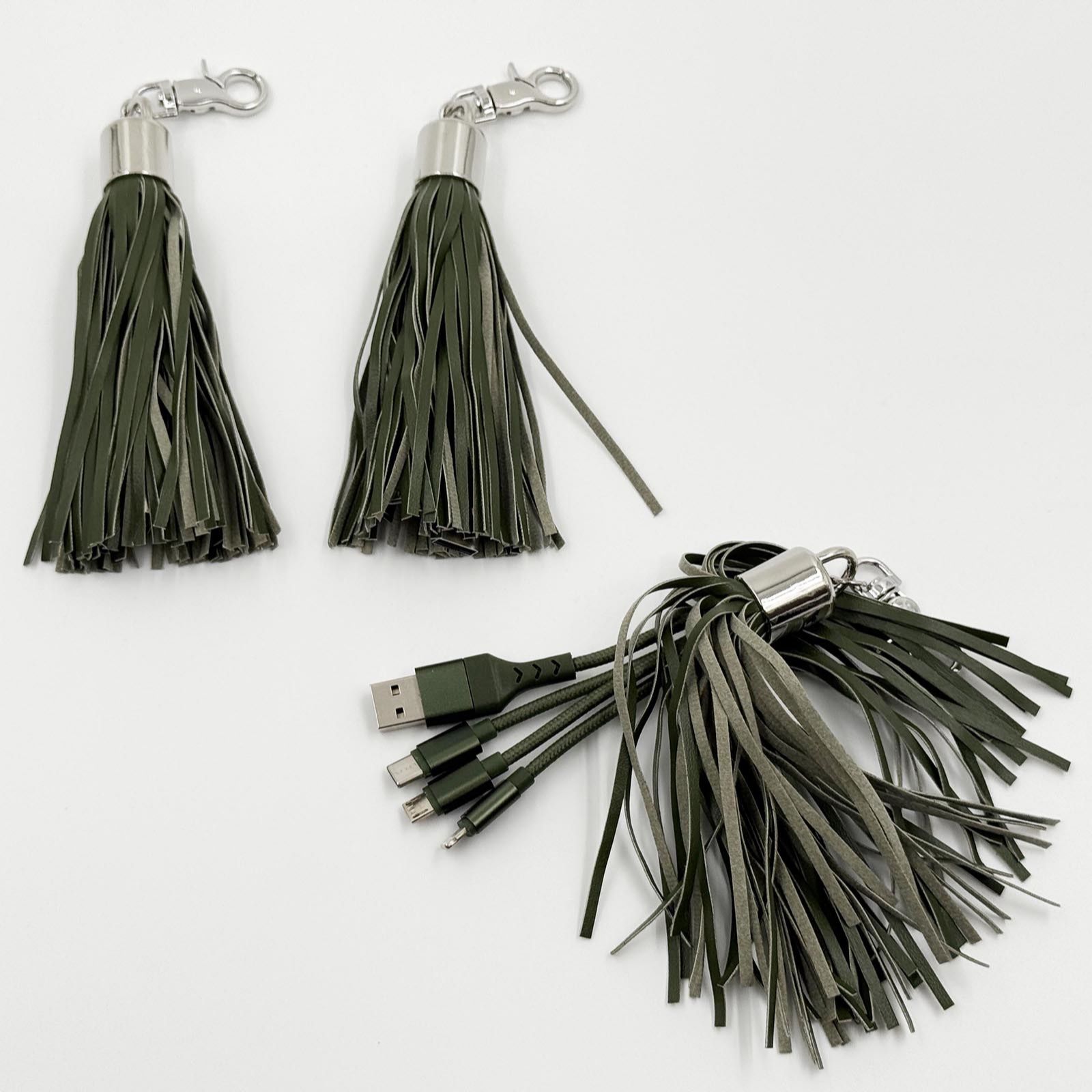 Groovz Set of 3 Universal 3 in 1 Charging Cable Tassel Bag Charm