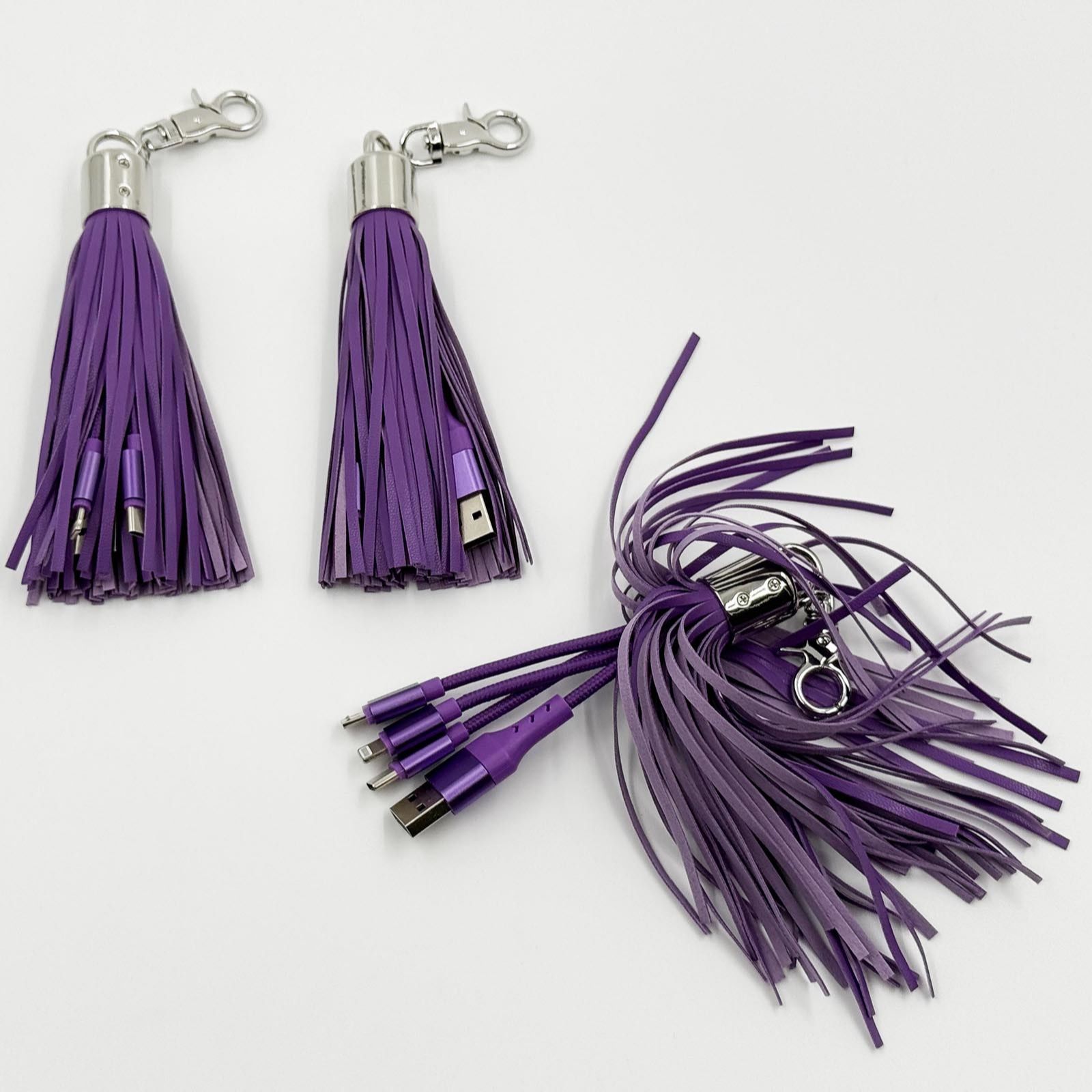 Groovz Set of 3 Universal 3 in 1 Charging Cable Tassel Bag Charm