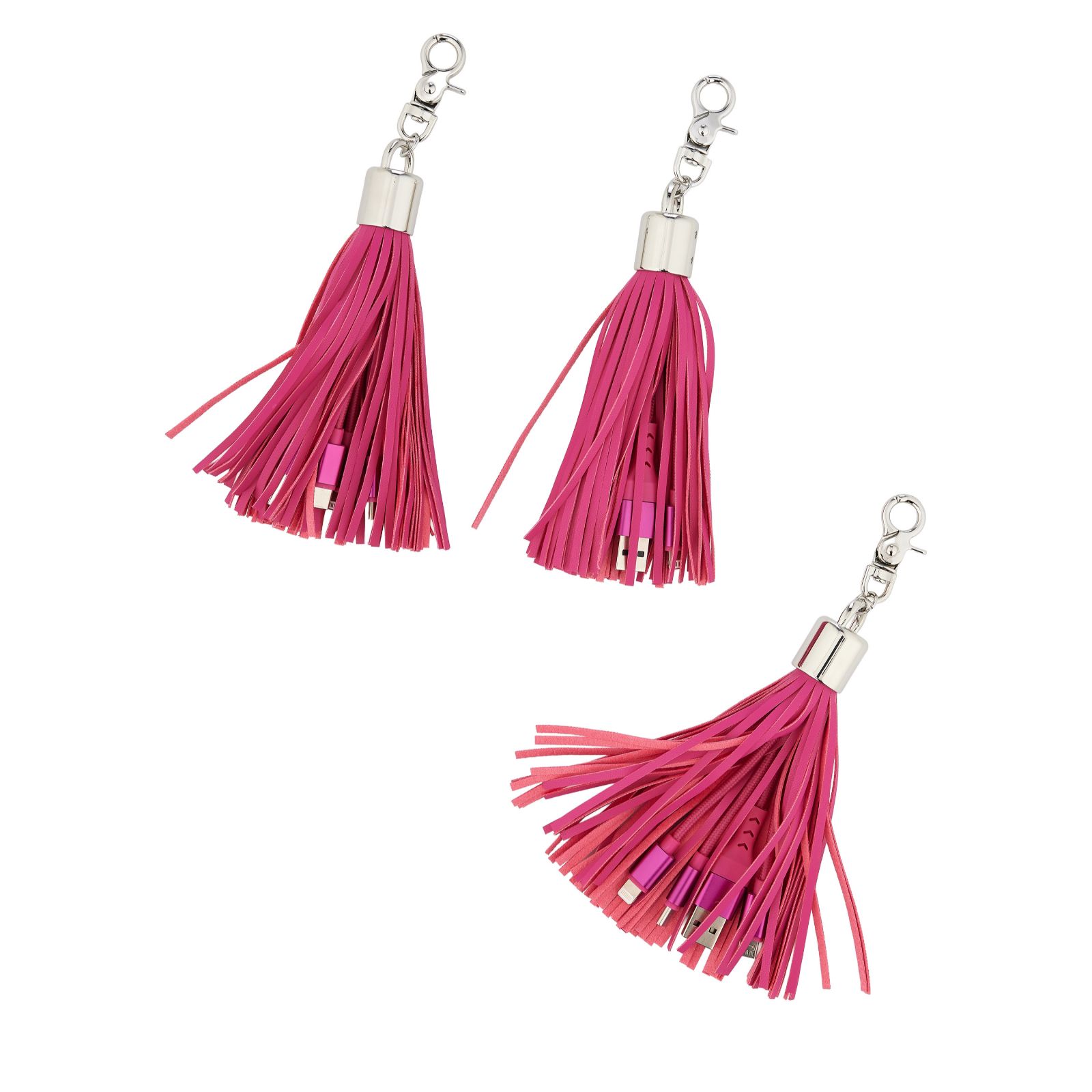 Groovz Set of 3 Universal 3 in 1 Charging Cable Tassel Bag Charm
