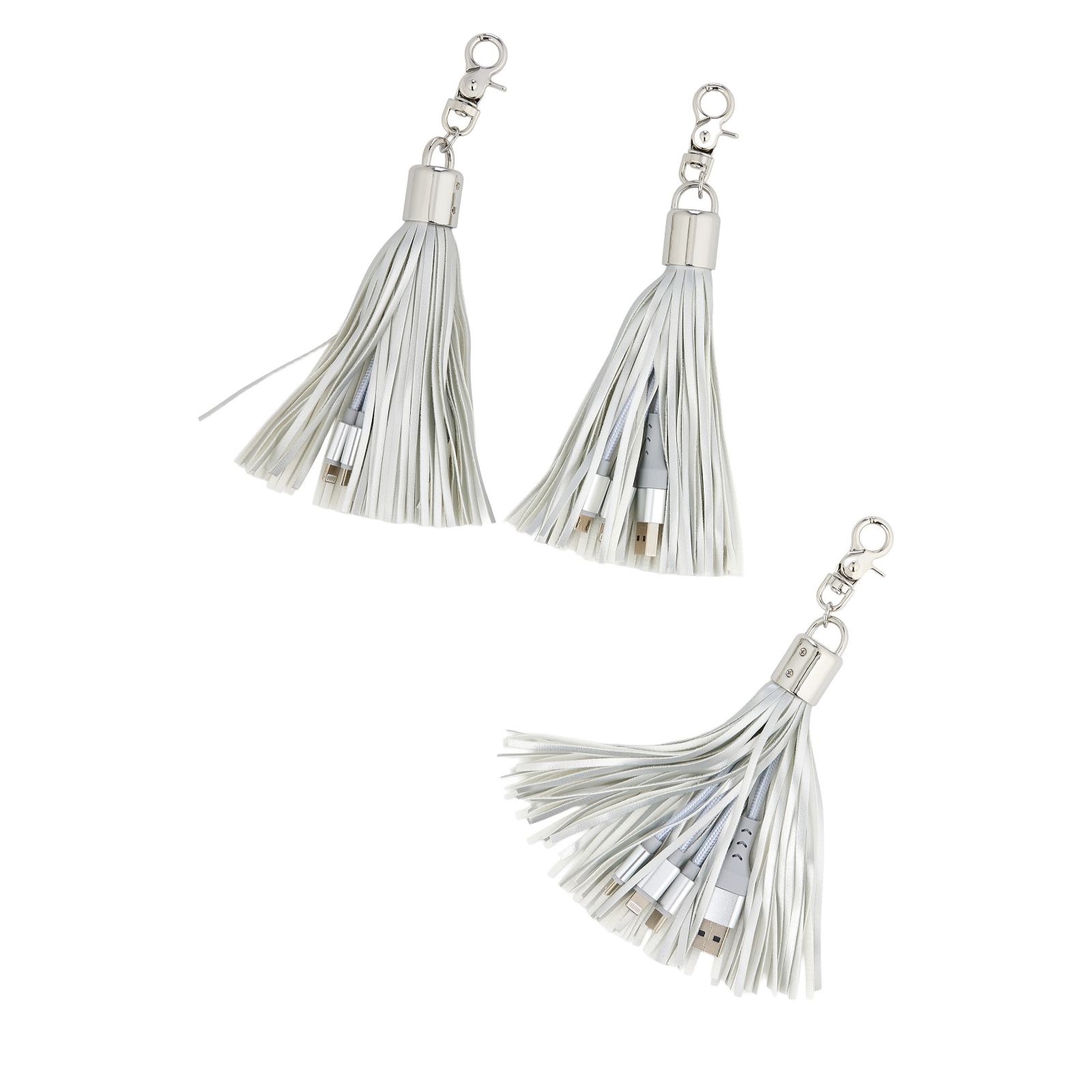 Groovz Set of 3 Universal 3 in 1 Charging Cable Tassel Bag Charm