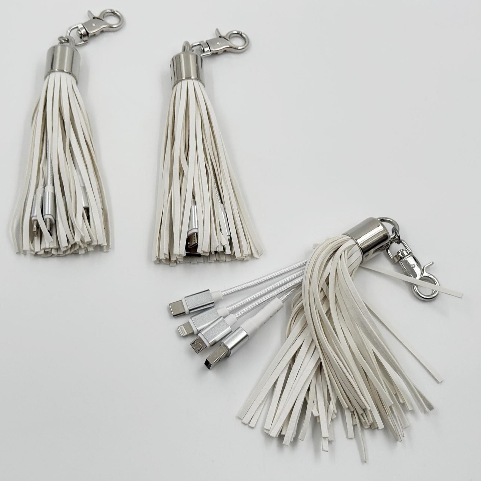Groovz Set of 3 Universal 3 in 1 Charging Cable Tassel Bag Charm