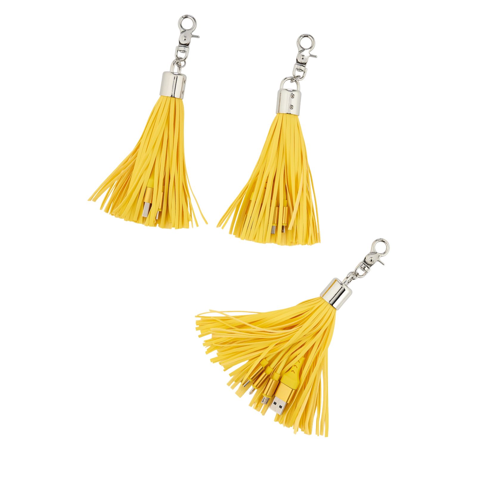 Groovz Set of 3 Universal 3 in 1 Charging Cable Tassel Bag Charm