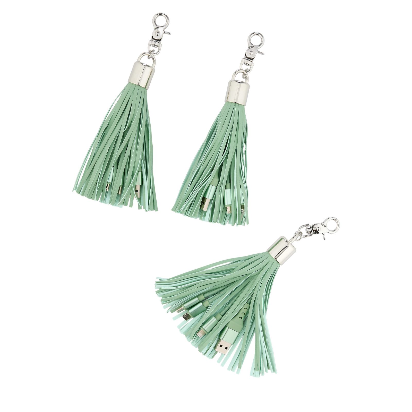 Groovz Set of 3 Universal 3 in 1 Charging Cable Tassel Bag Charm