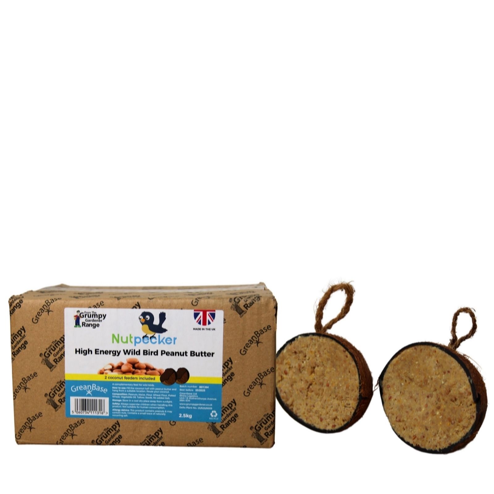 Grumpy Gardener 2.5kg Nutpecker Refill with 2 Coconut Feeders