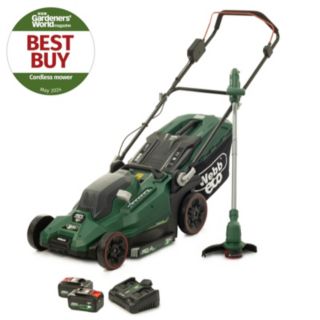 Webb Eco 40v43cm Lawnmower & Line Trimmer 4Ah Batt & Charger