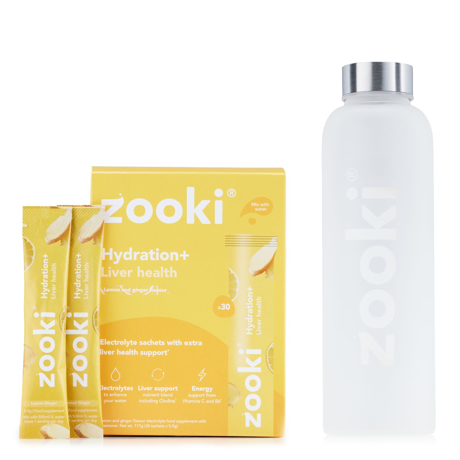 Zooki Hydration+ 1 Month Supply with Water Bottle