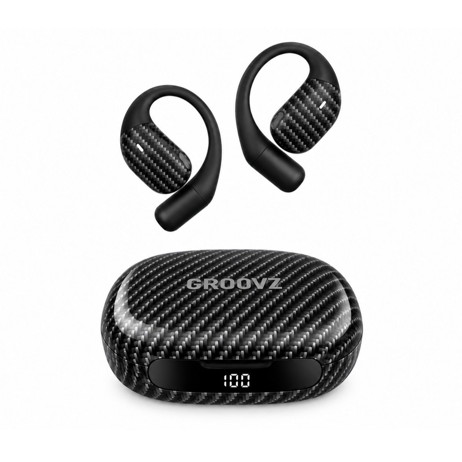 Groovz Ultra Open Ear True Wireless Headphones w/Magnetic Charging Case