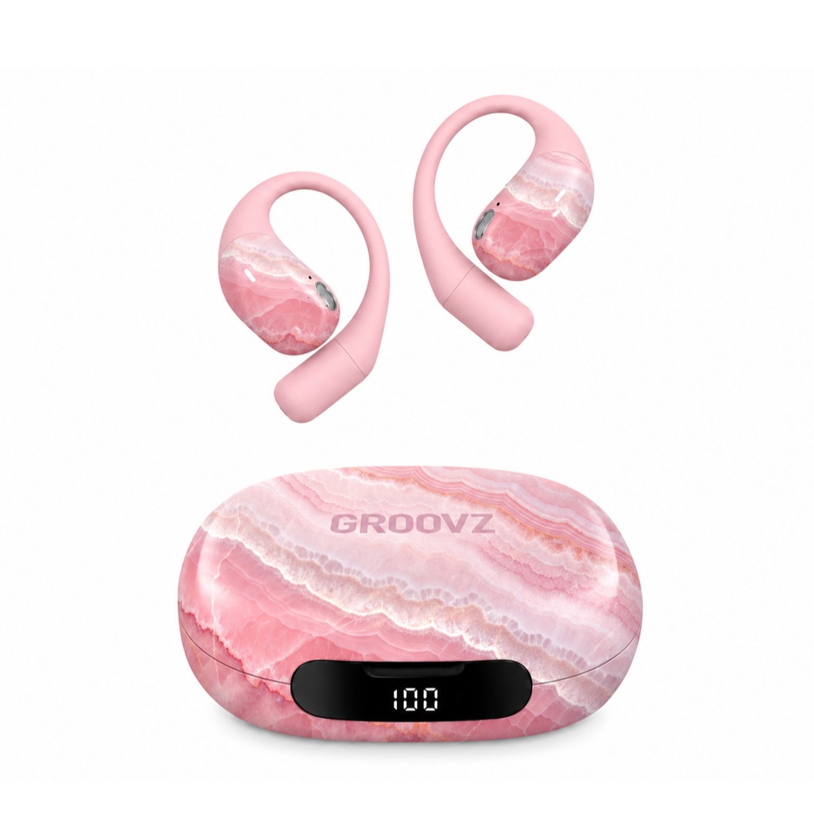 Groovz Ultra Open Ear True Wireless Headphones w/Magnetic Charging Case