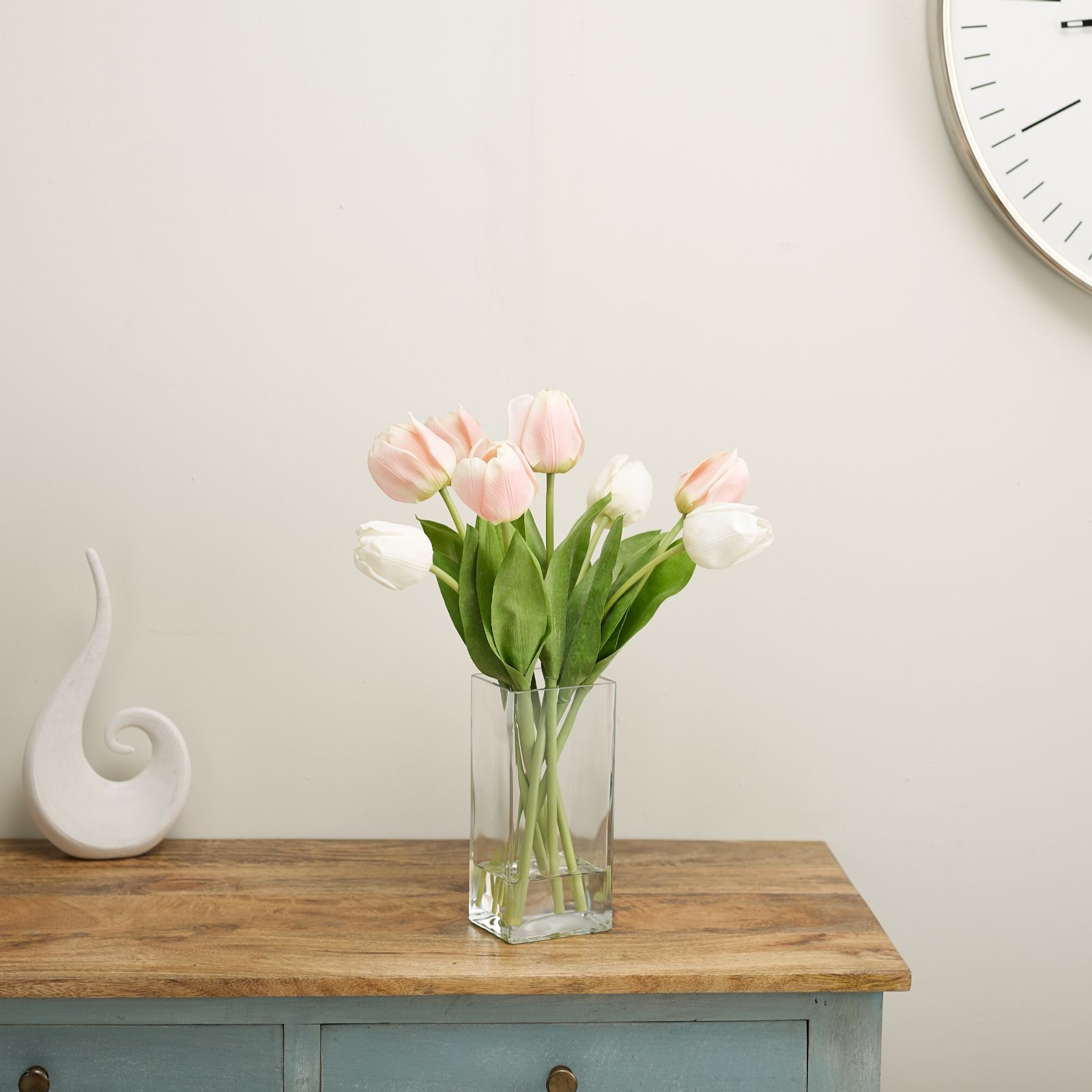 Peony Tulips in a Medium Manhattan Vase QVC UK