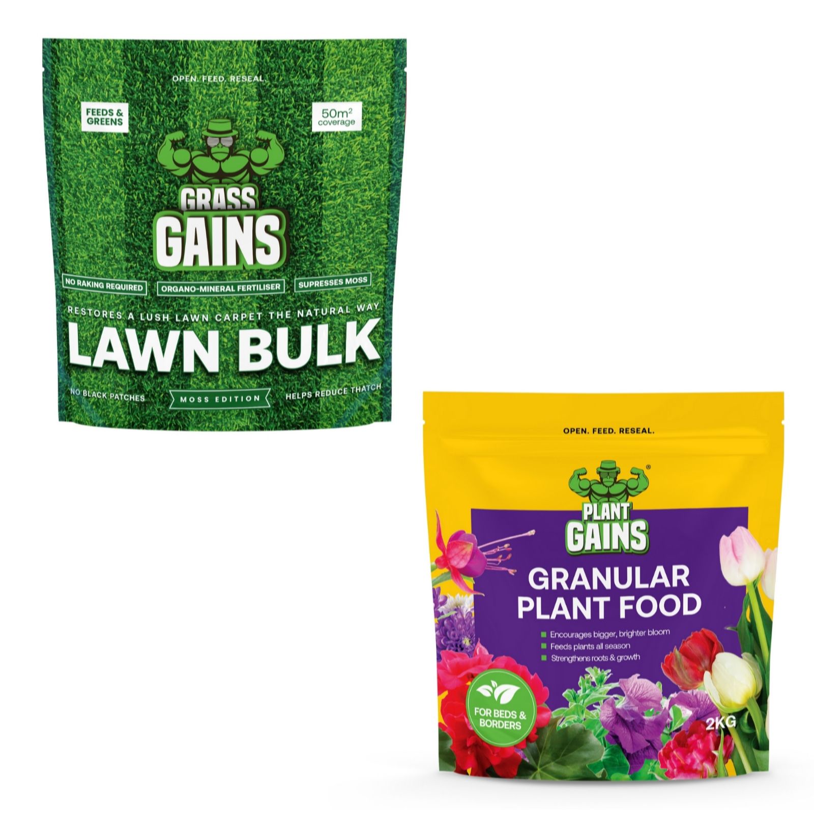 Grass Gains Lawn Bulk Moss Edition & Granular Bloom Plant Food