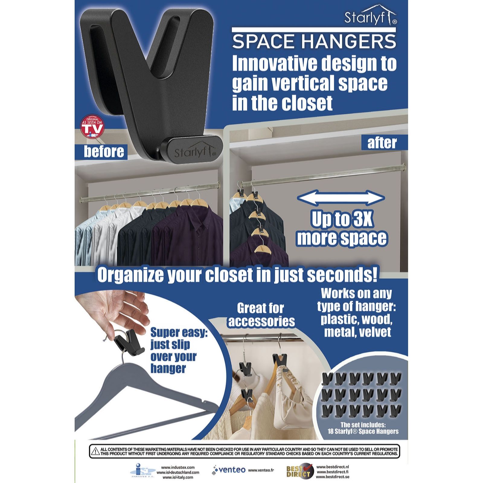 JML Starlyf Space Hangers Set Of 36 QVC UK