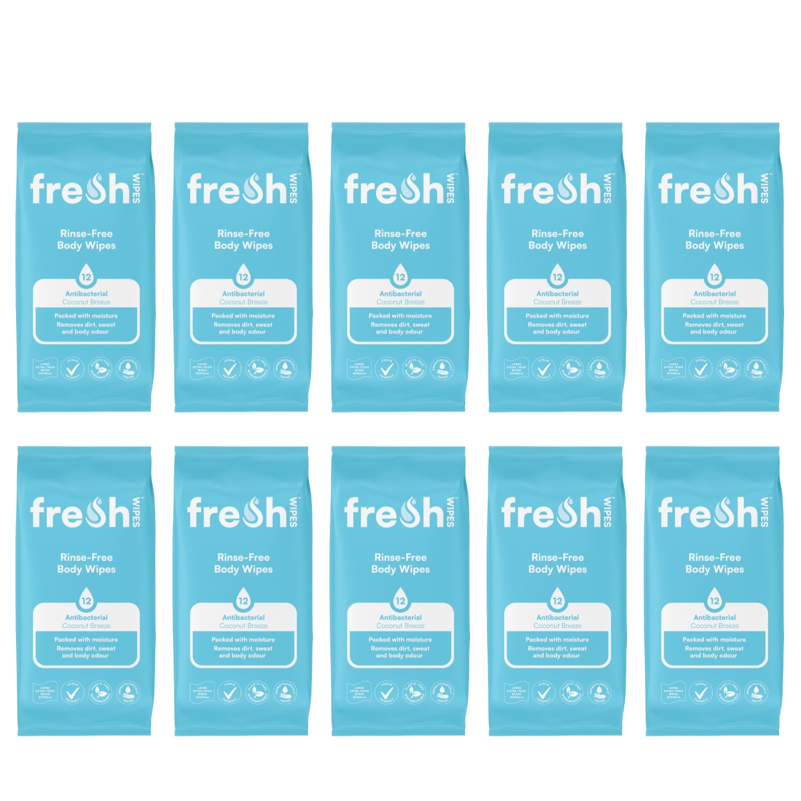 FreshWipes Body Wipes Set of 10 Packs