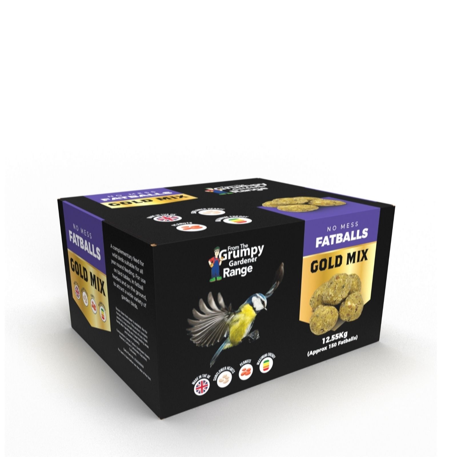 Grumpy Gardener 12.55kg Gold Mix No Mess Wild Bird Food 150 Fatballs