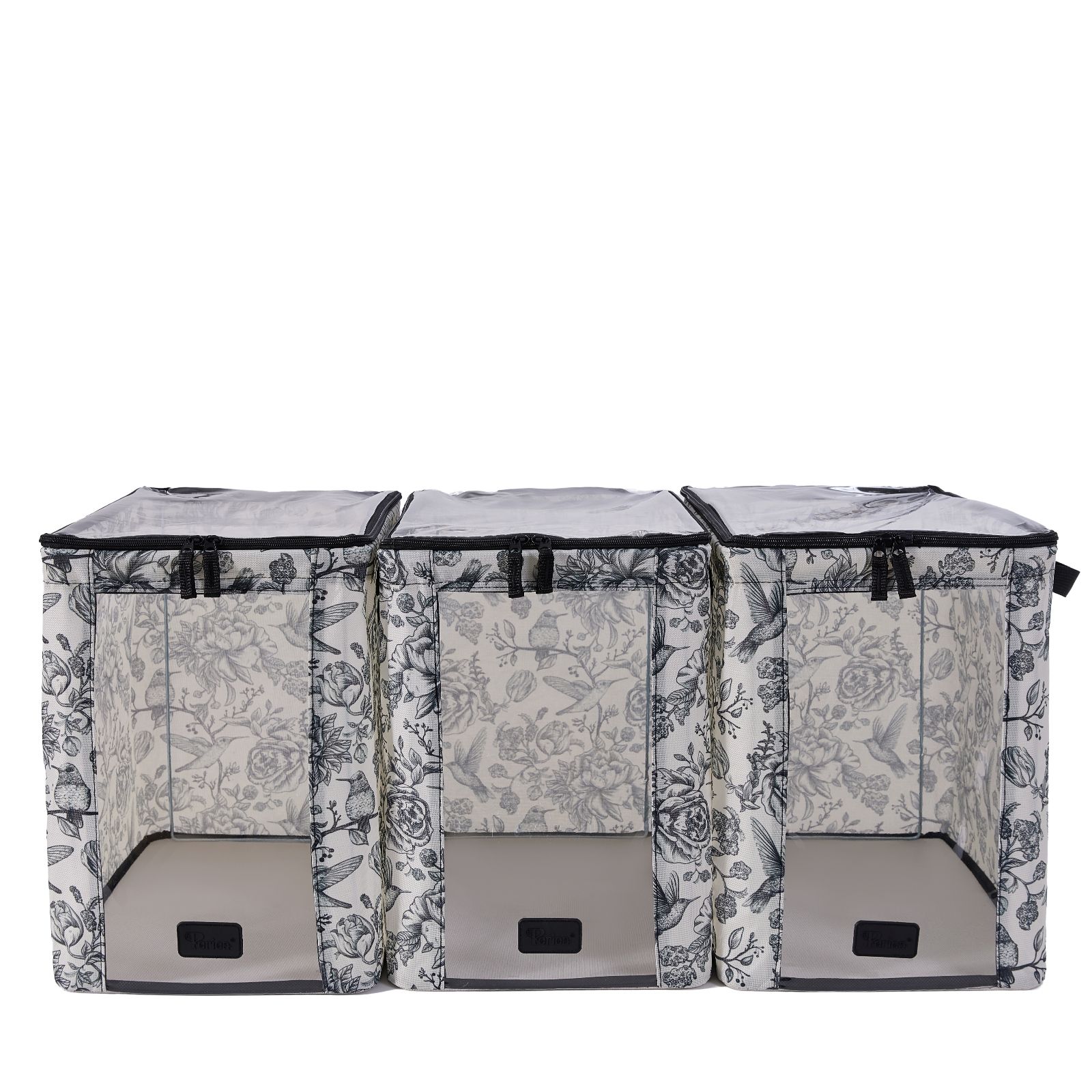 Periea Set of 3 Collapsible Caddy Baskets with Zipped Lids