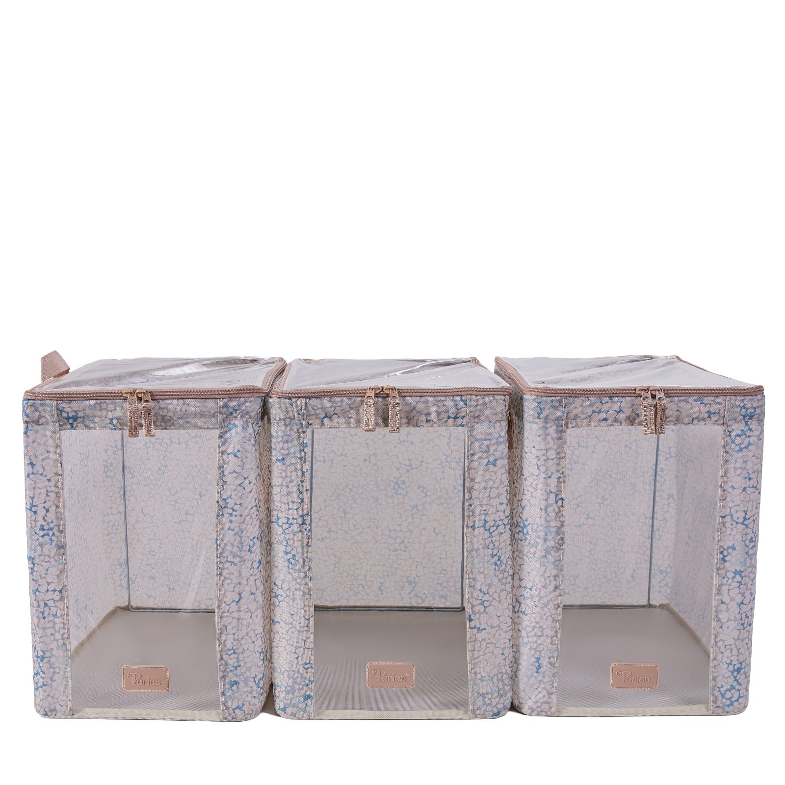 Periea Set of 3 Collapsible Caddy Baskets with Zipped Lids