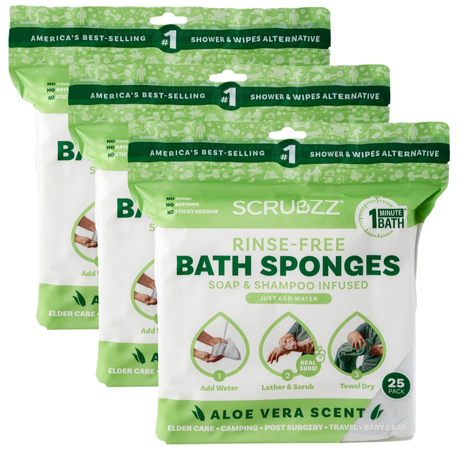 SCRUBZZ 75 Piece Rinse Free Bath & Shower Sponges