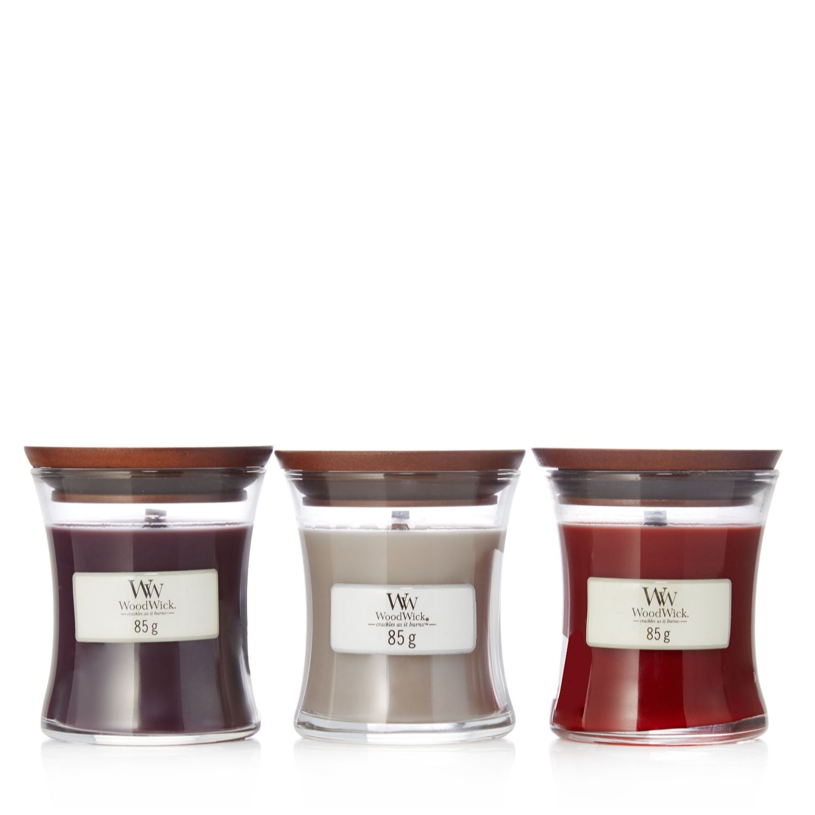 Woodwick Set of 3 Mini Jar Candles Set QVC UK