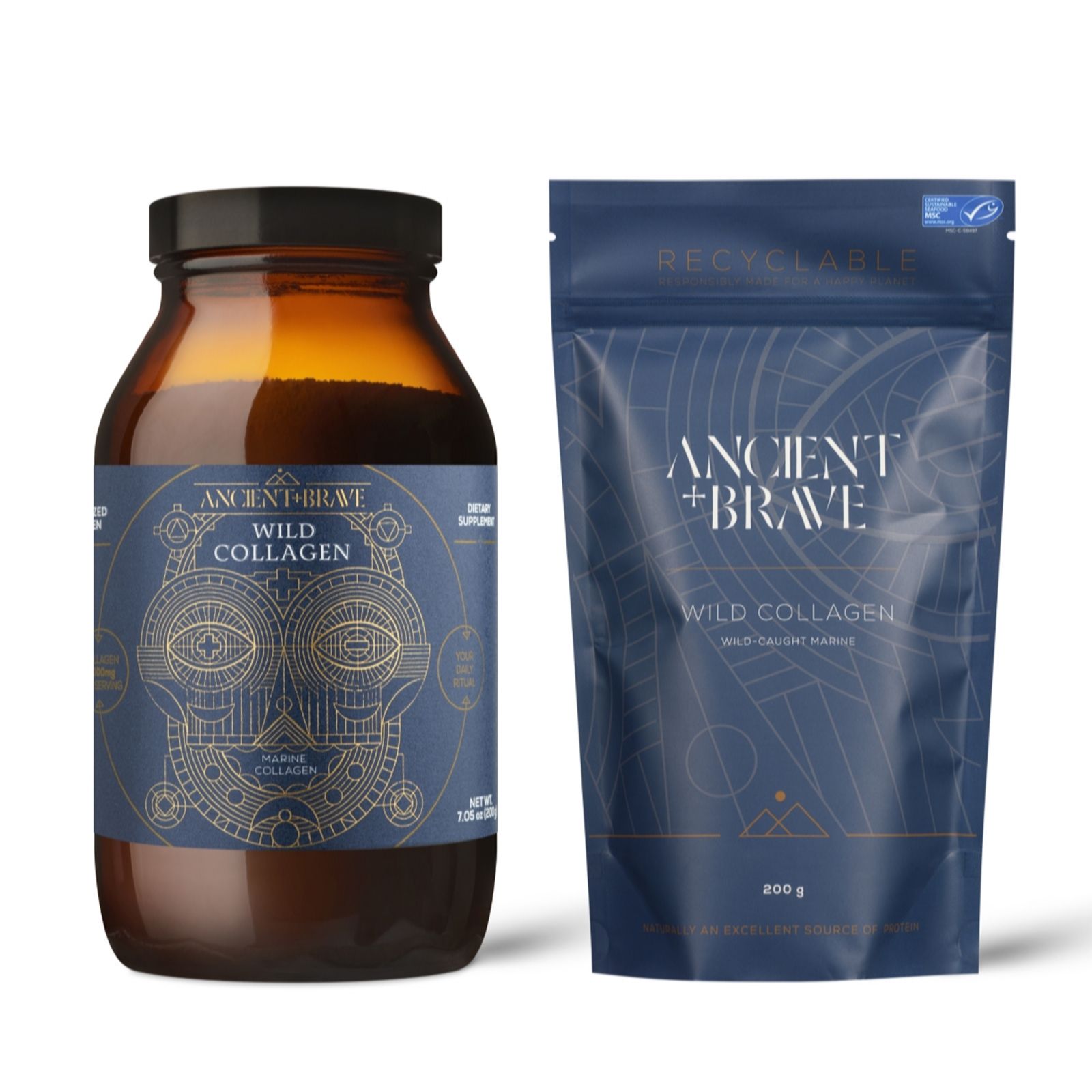 Ancient + Brave Wild Collagen Jar 200g & Refill Pouch 200g