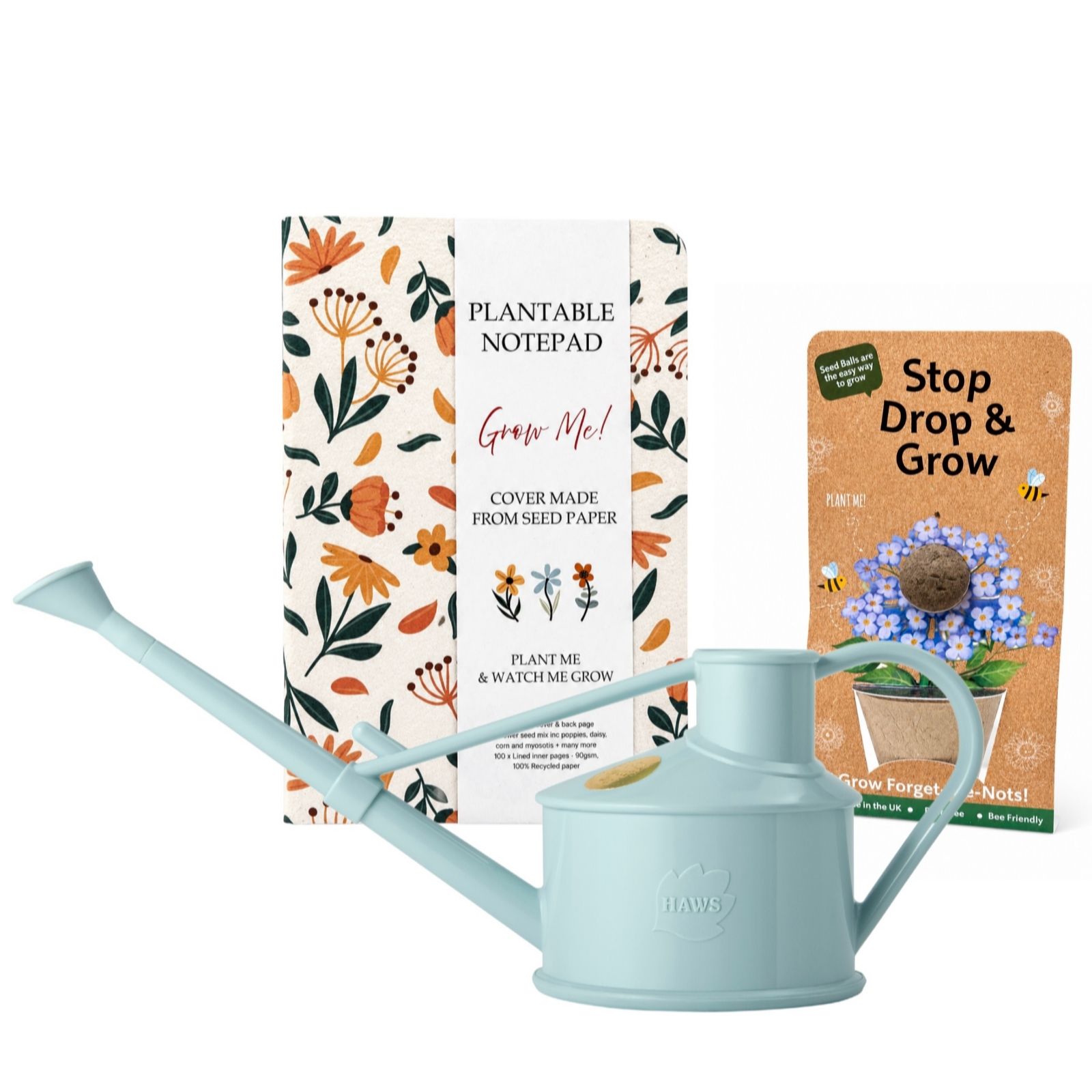 Willsow Plantable Notebook, Seed Ball & Watering Can Bundle