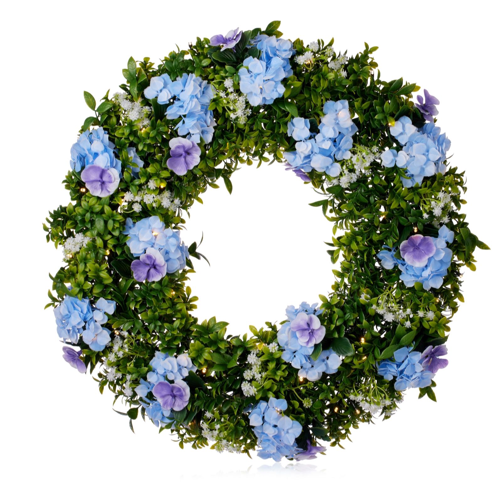Garden Stories Artificial Pre-lit Hydrangea Wreath