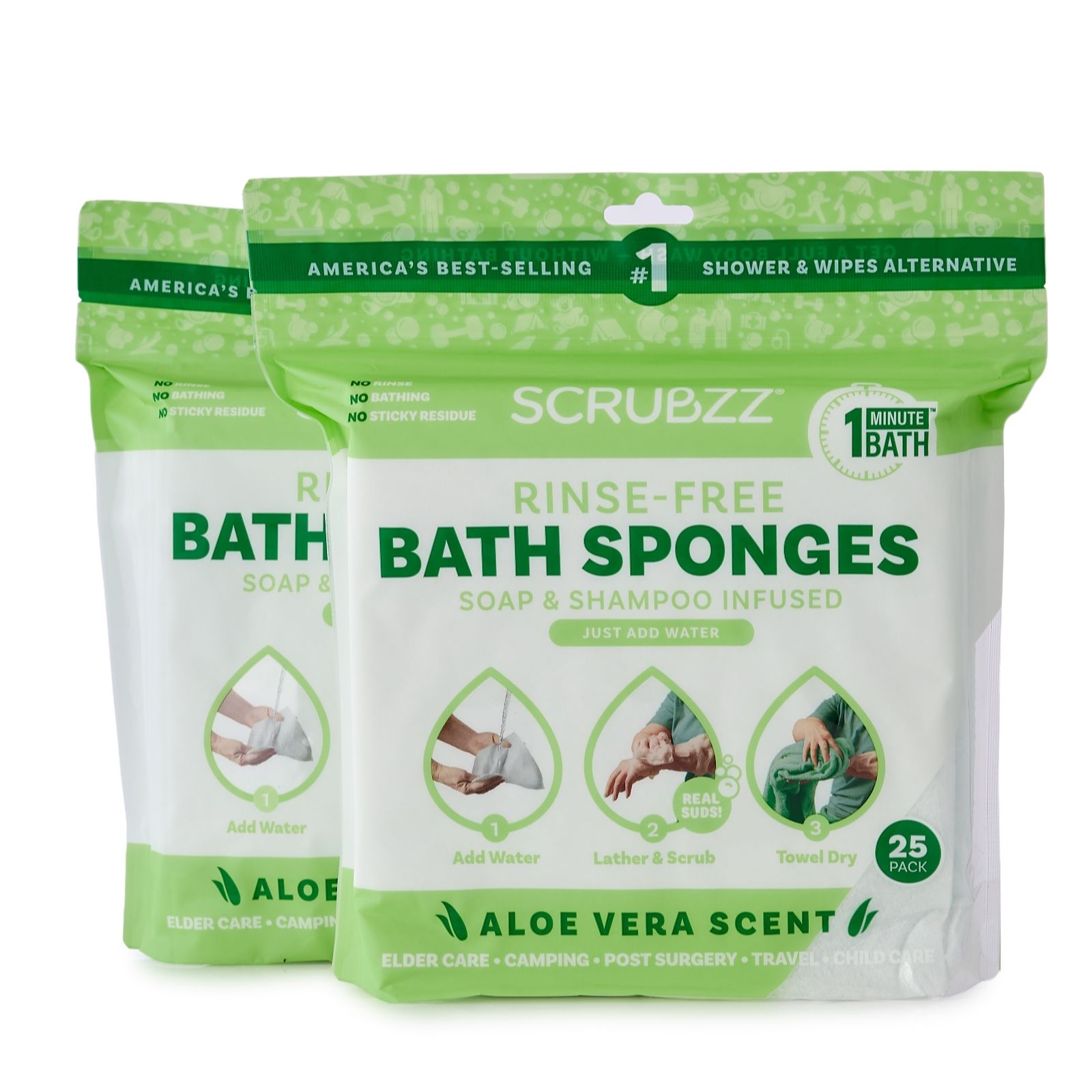 SCRUBZZ 50 Piece Rinse Free Bath & Shower Sponges