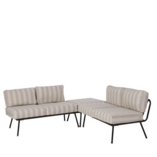 abode Taupe Stripe Adjustable Corner Lounge Set