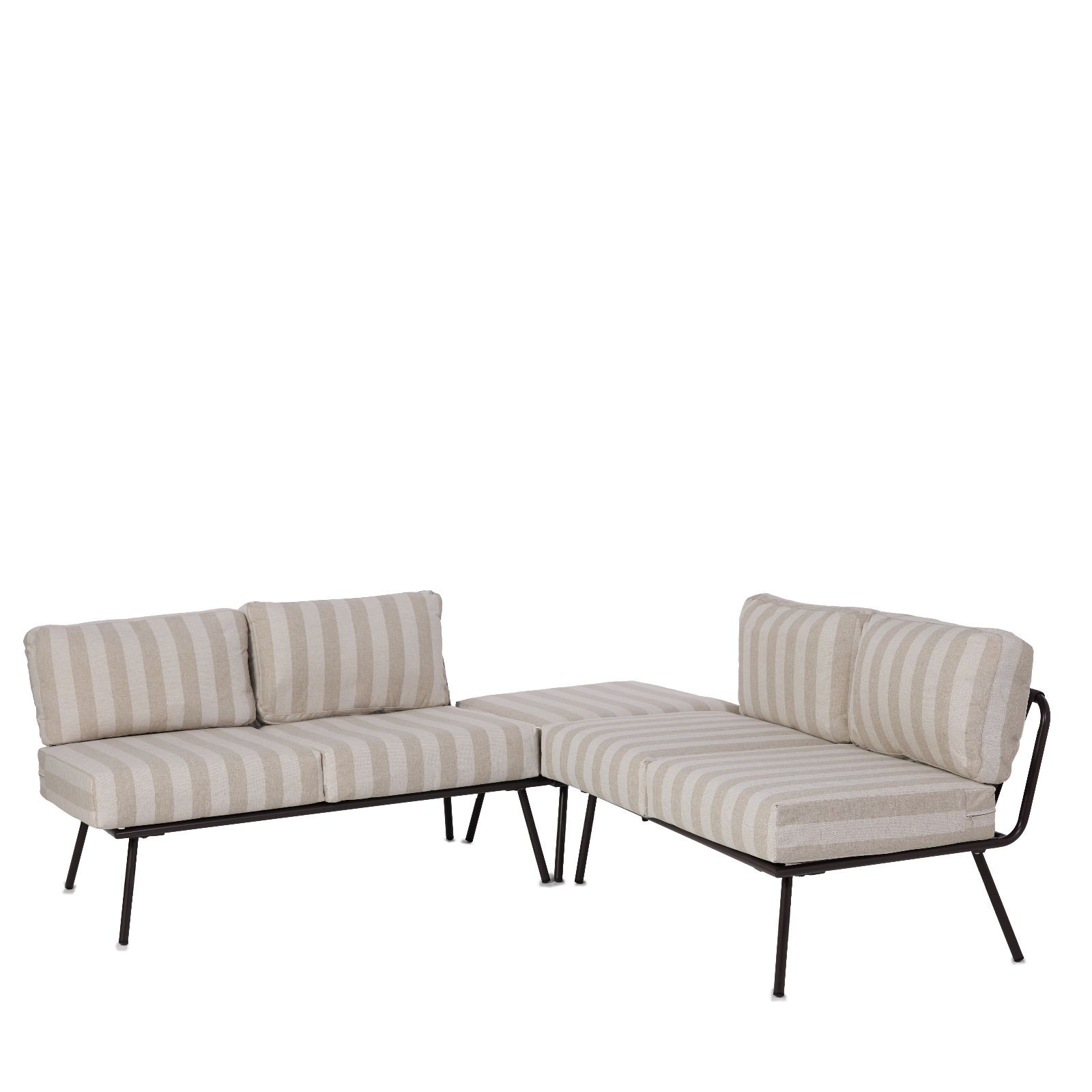 abode Taupe Stripe Adjustable Corner Lounge Set