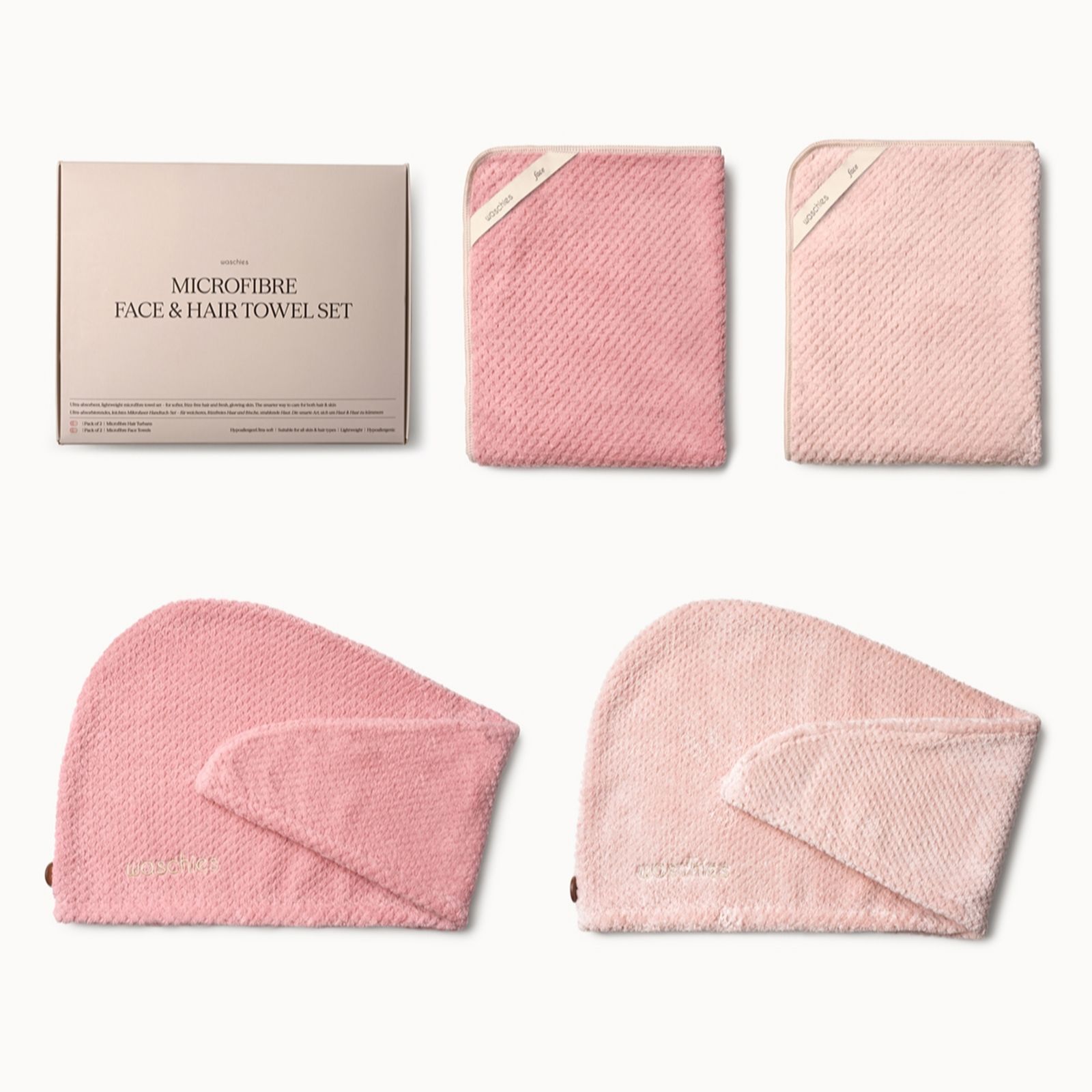 Waschies 4 Piece Face & Hair Towel Collection