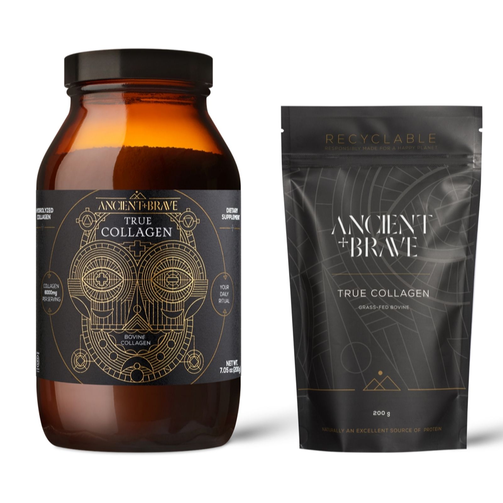Ancient + Brave True Collagen 200g Jar & Refill Pouch 200g