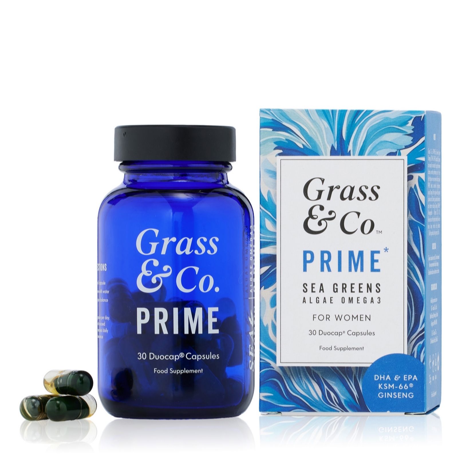  Grass & Co. Prime for Women Vegan Omega 3 & Greens Duo Caps 1 Month Supply