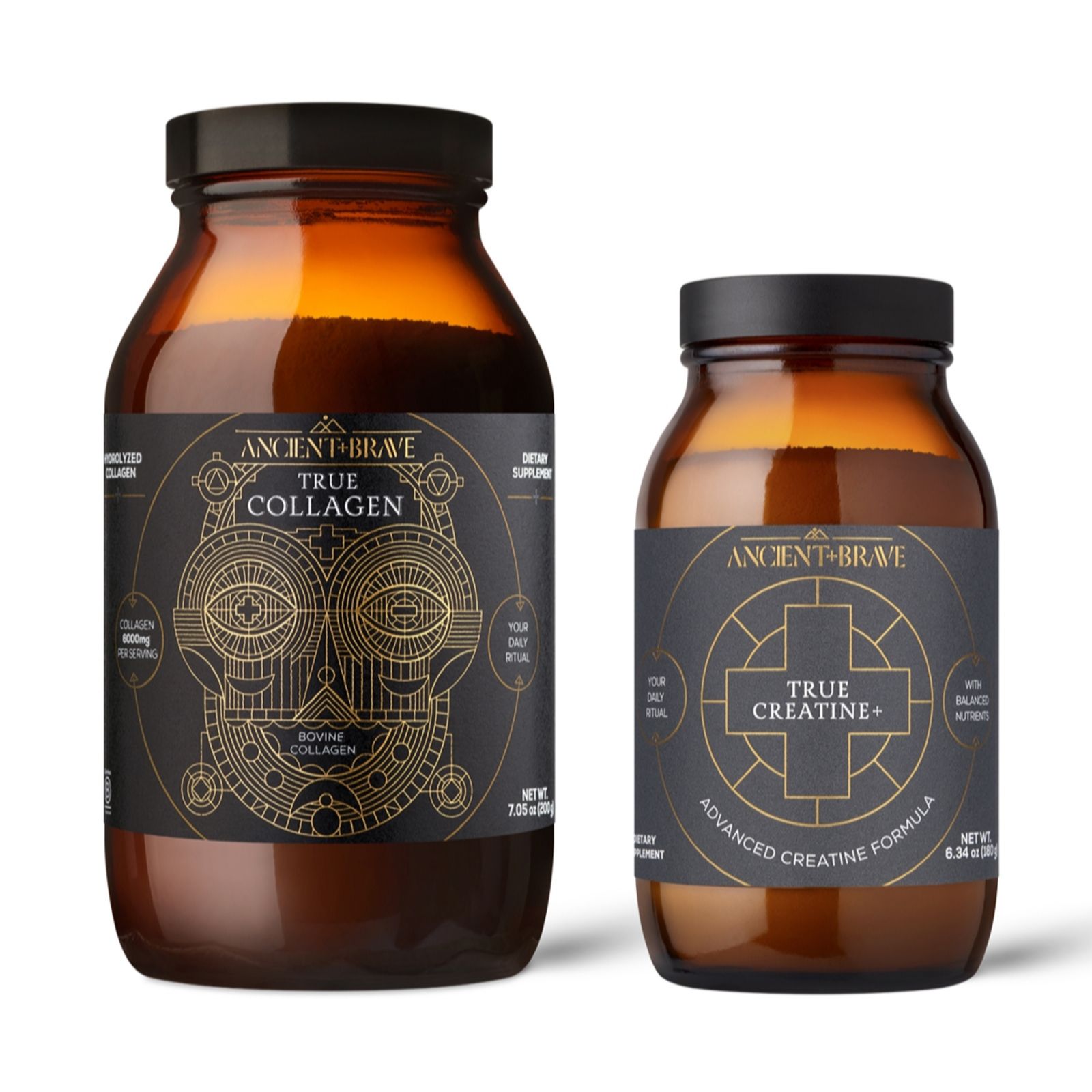Ancient + Brave True Collagen Jar 200g & True Creatine+ Jar 180g