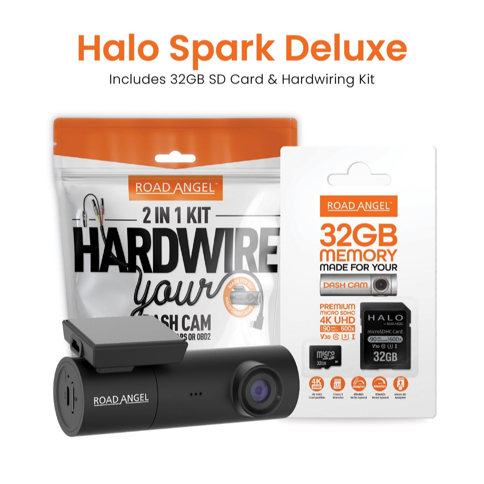  Road Angel Halo Spark Full HD 1080p Single Dash Camera Bundle