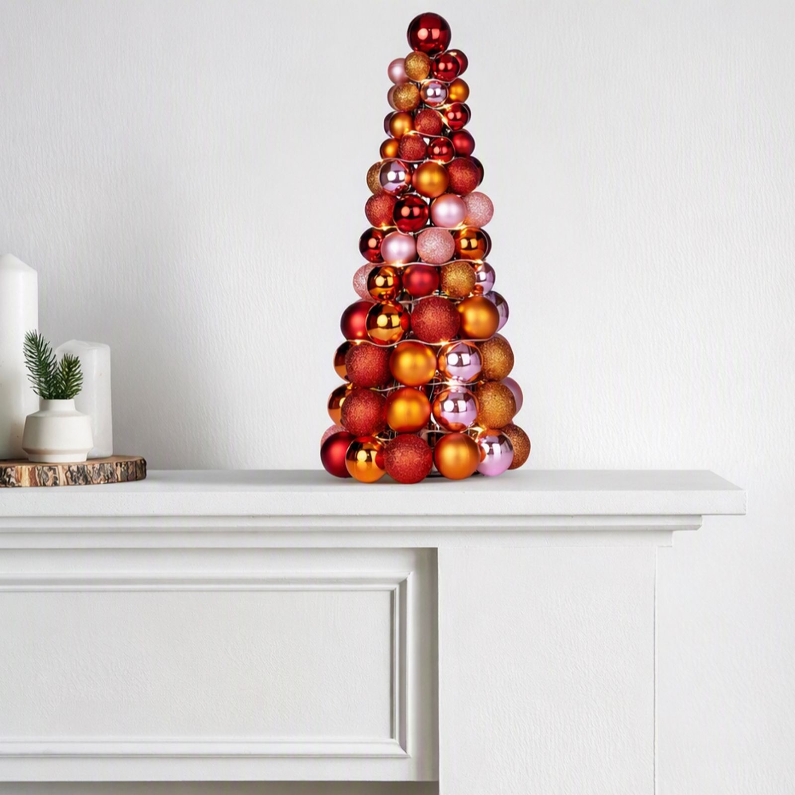 Home Stories 50cm Pre Lit Bauble Cone Tree