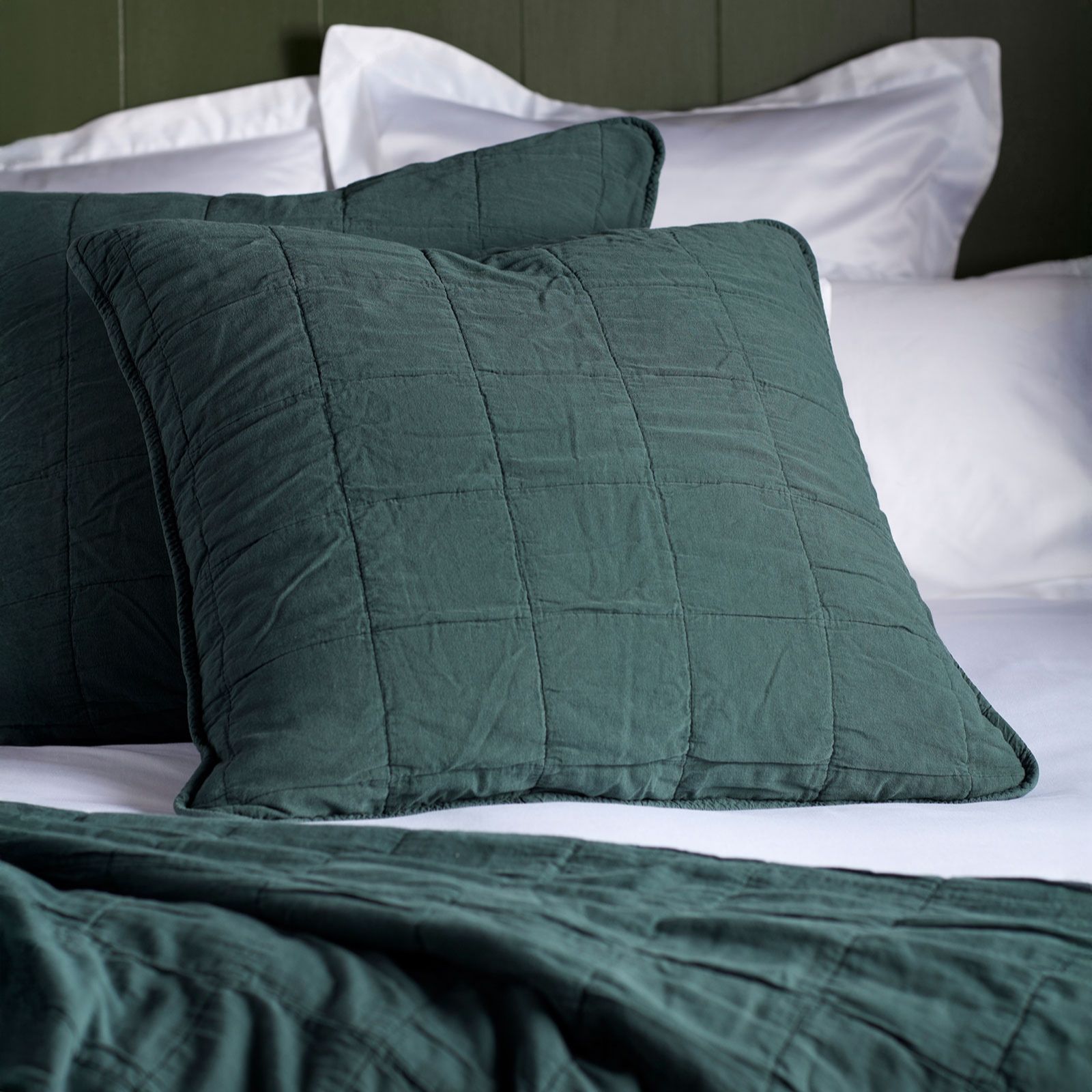 Secret Linen Store Finn 100% Cotton Quilted Cushion Cover Pair
