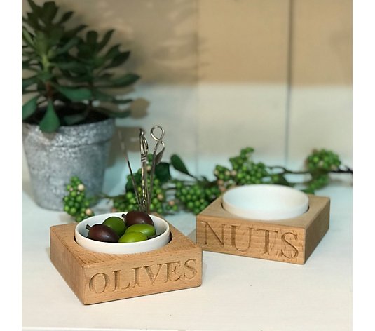 Culinary Concepts Olives & Nuts Wood Blocks Holder Set