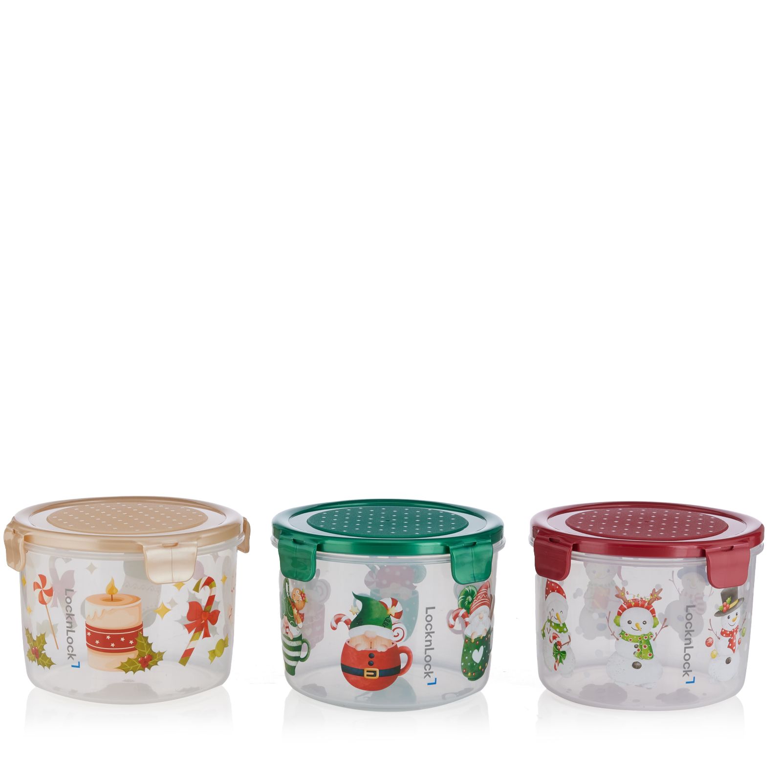 Lock & Lock Set of 3 1.3L Festive Printed Containers